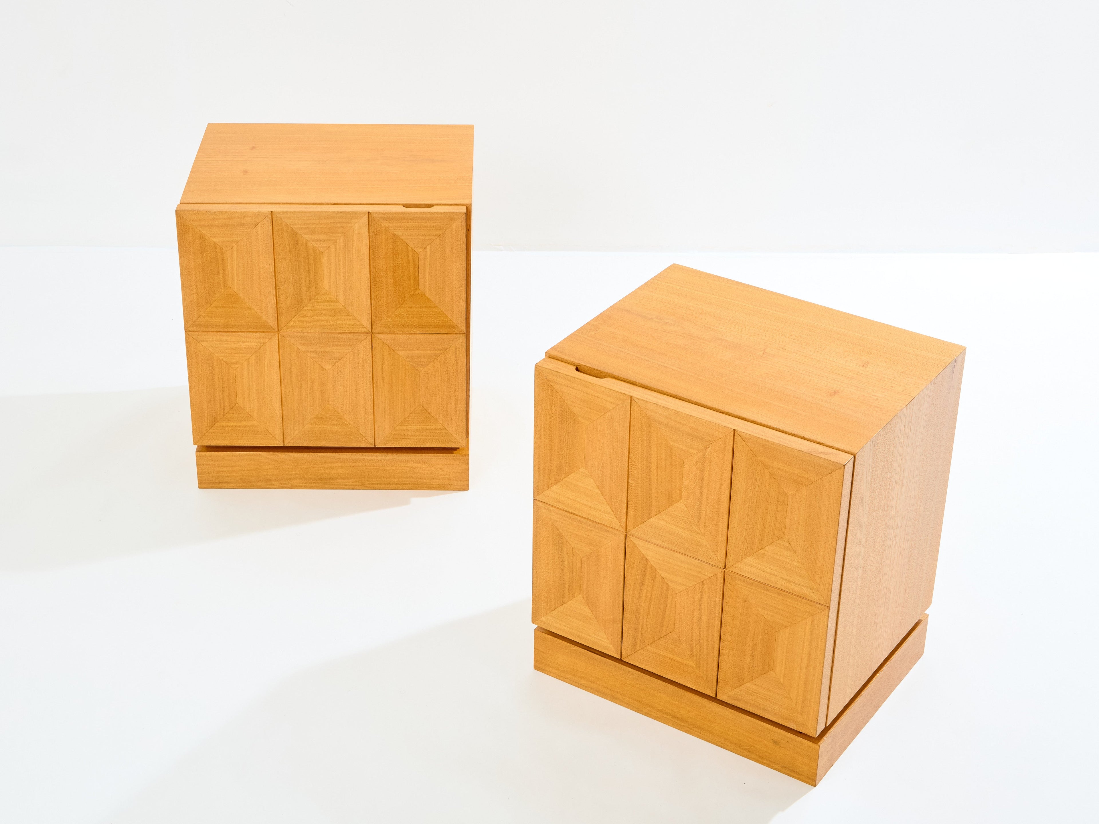 De Coene Frères brutalist oak bedside tables 1970