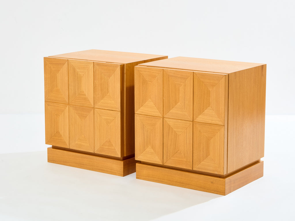 De Coene Frères brutalist oak bedside tables 1970