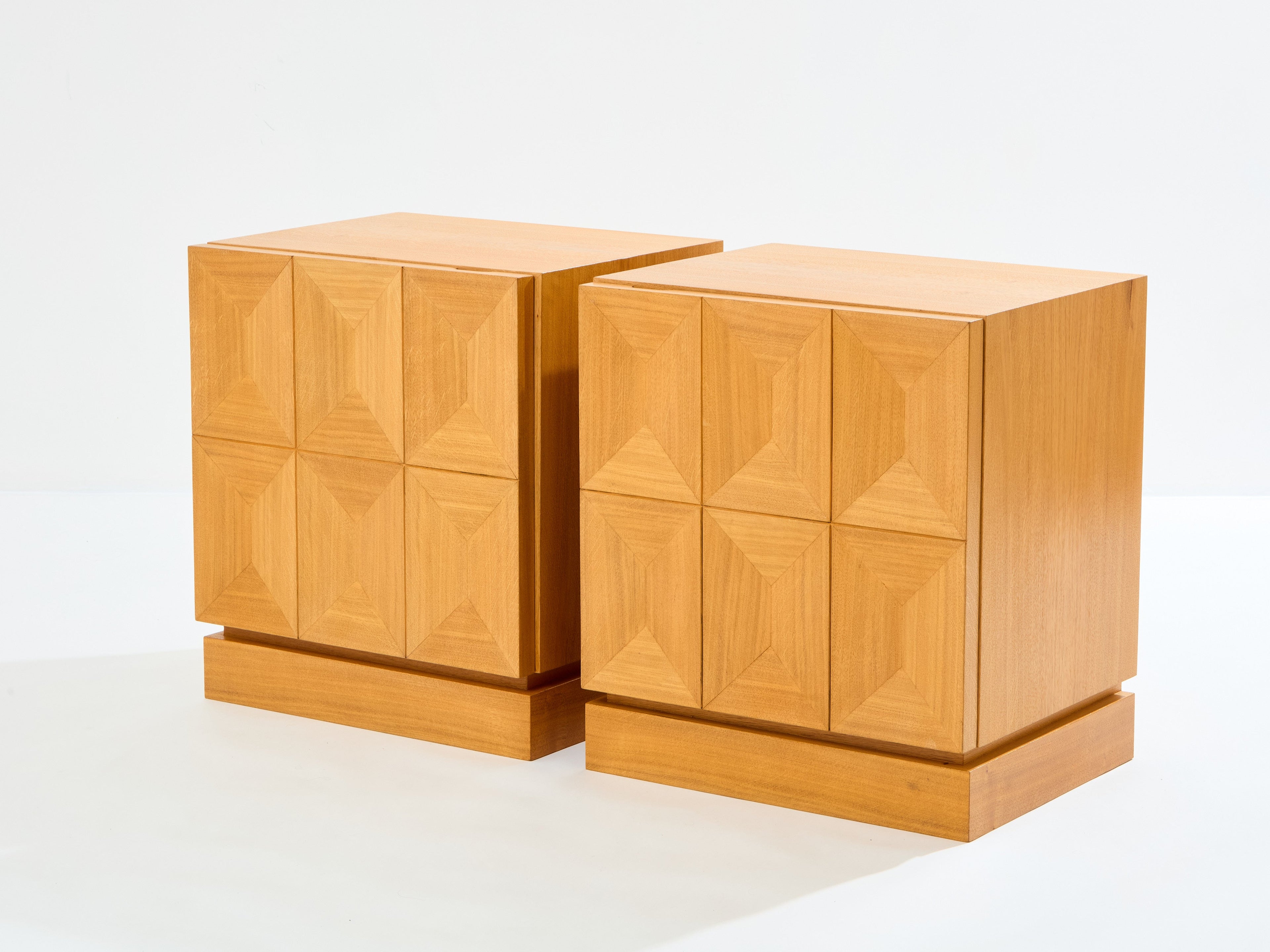 De Coene Frères brutalist oak bedside tables 1970