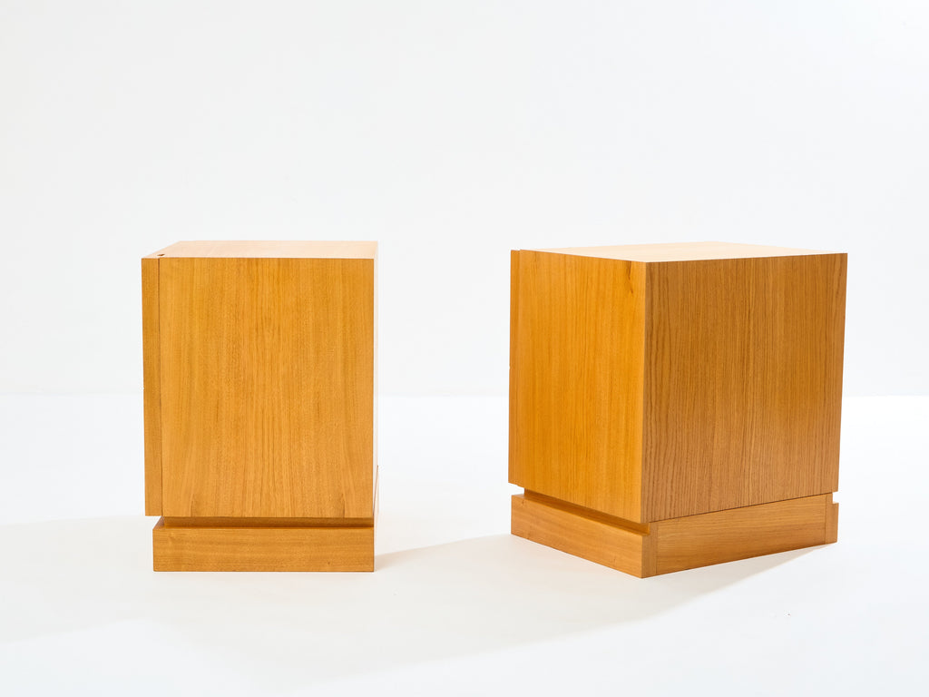 De Coene Frères brutalist oak bedside tables 1970