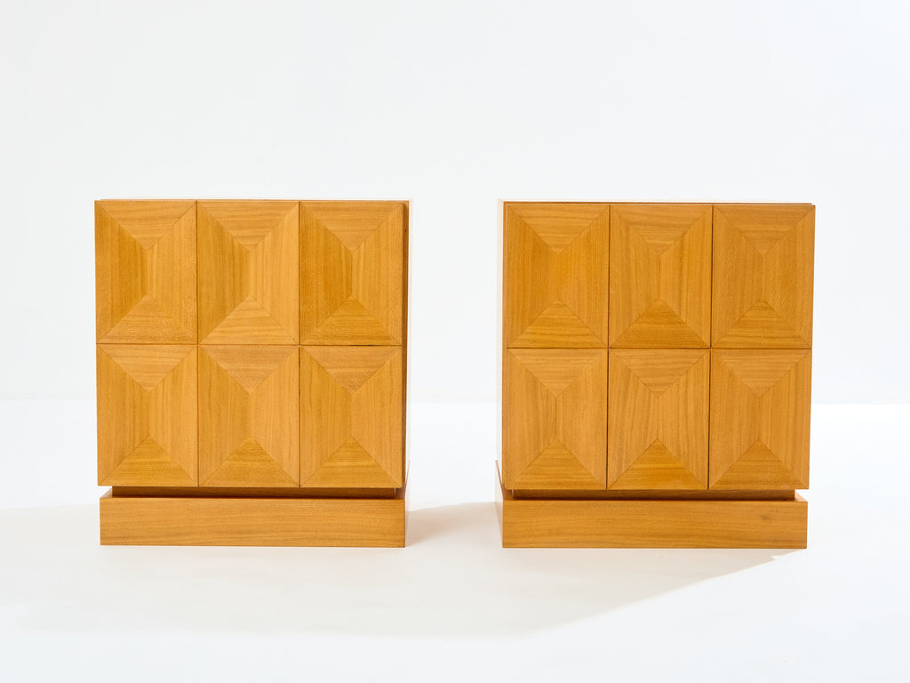 De Coene Frères brutalist oak bedside tables 1970