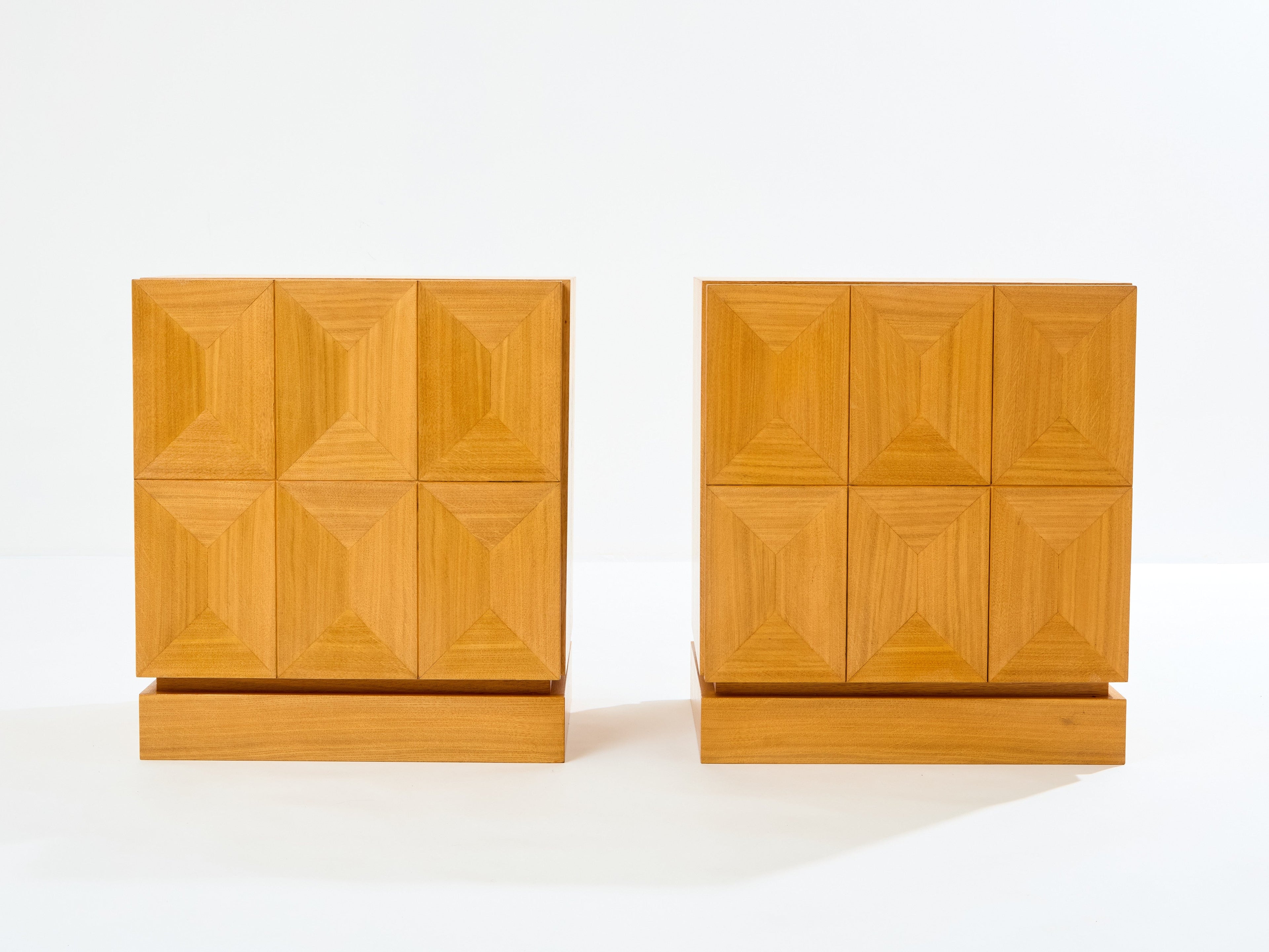 De Coene Frères brutalist oak bedside tables 1970