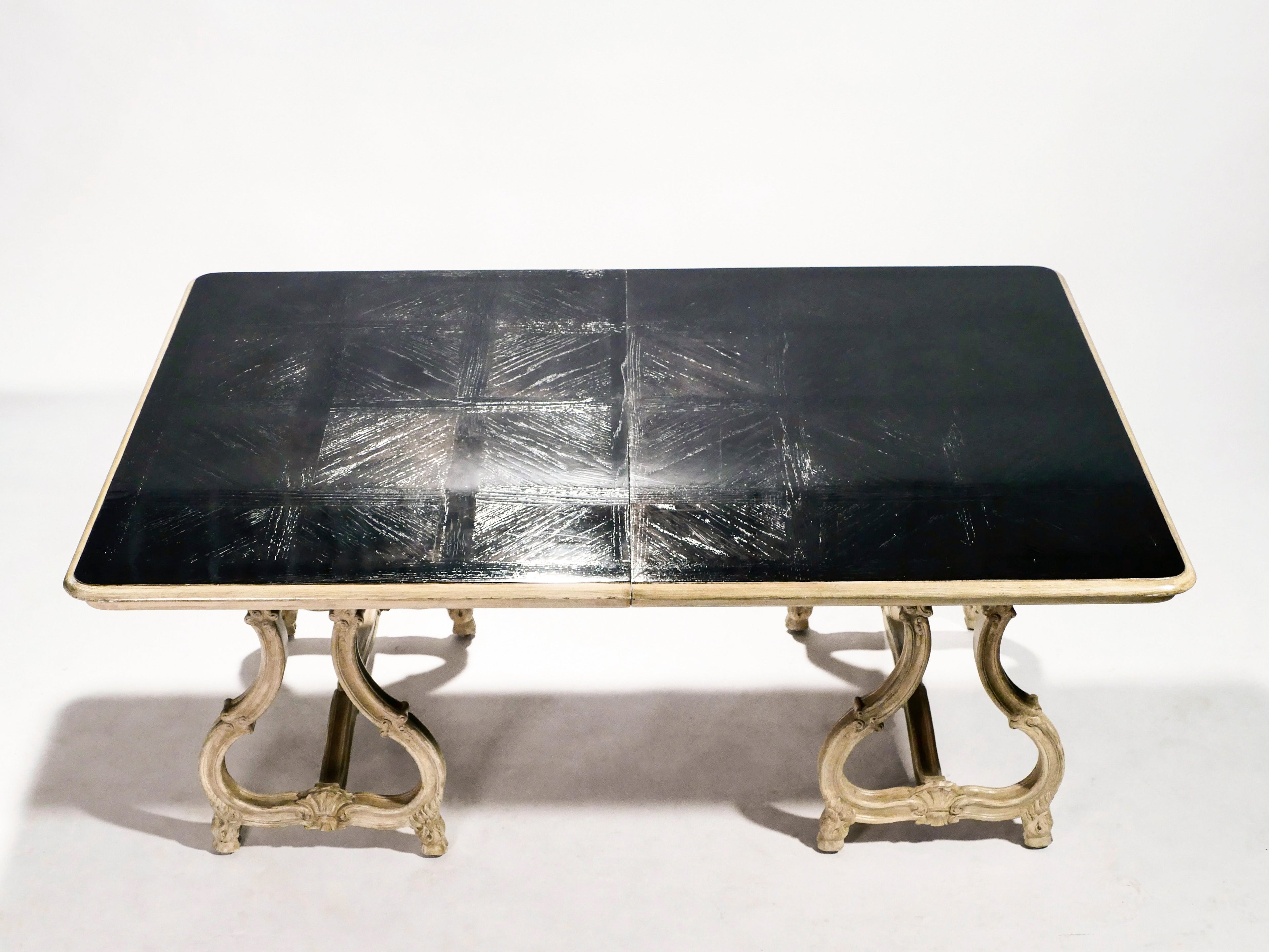 Early XXth century stamped Maison Jansen Regence dining table