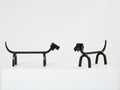 Edouard Schenck dog Dachshund andirons wrought iron 1950s