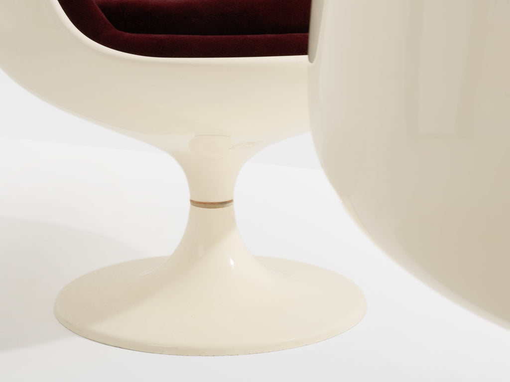 Eero Aarnio pair of Cognac chairs fiberglass alpaca velvet 1967