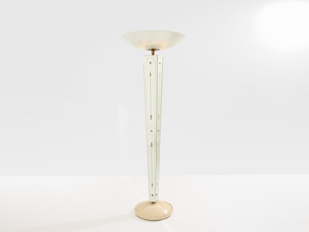 Emilio Lancia mirrored painted wood brass floor lamp 1940