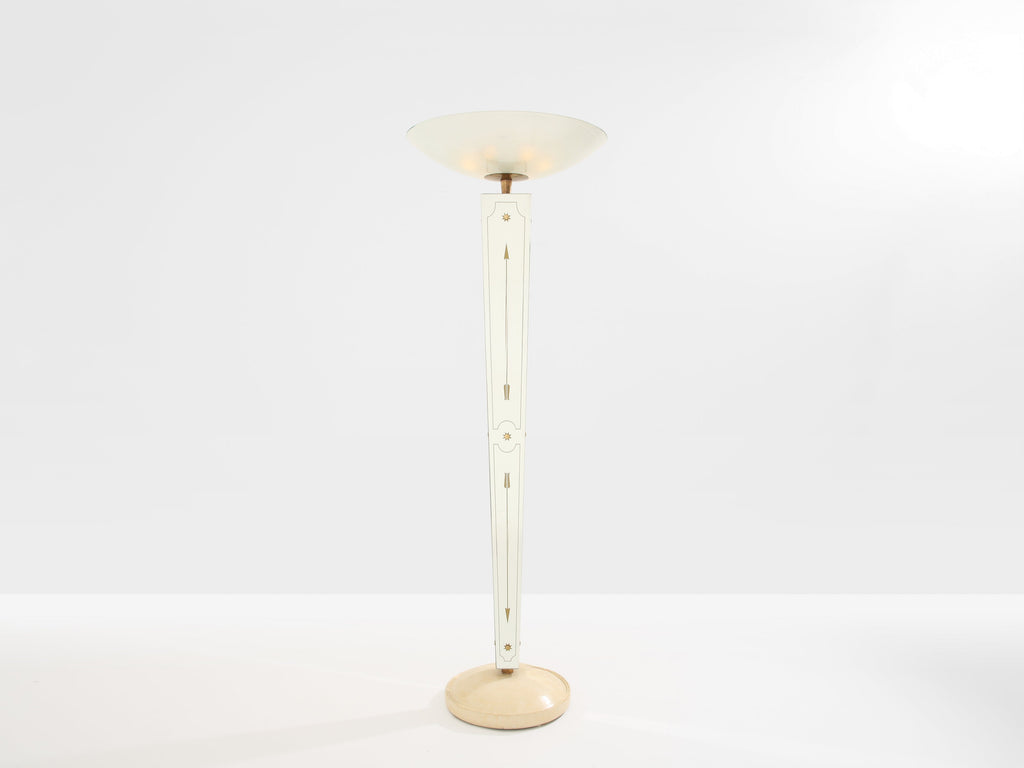 Emilio Lancia mirrored painted wood brass floor lamp 1940
