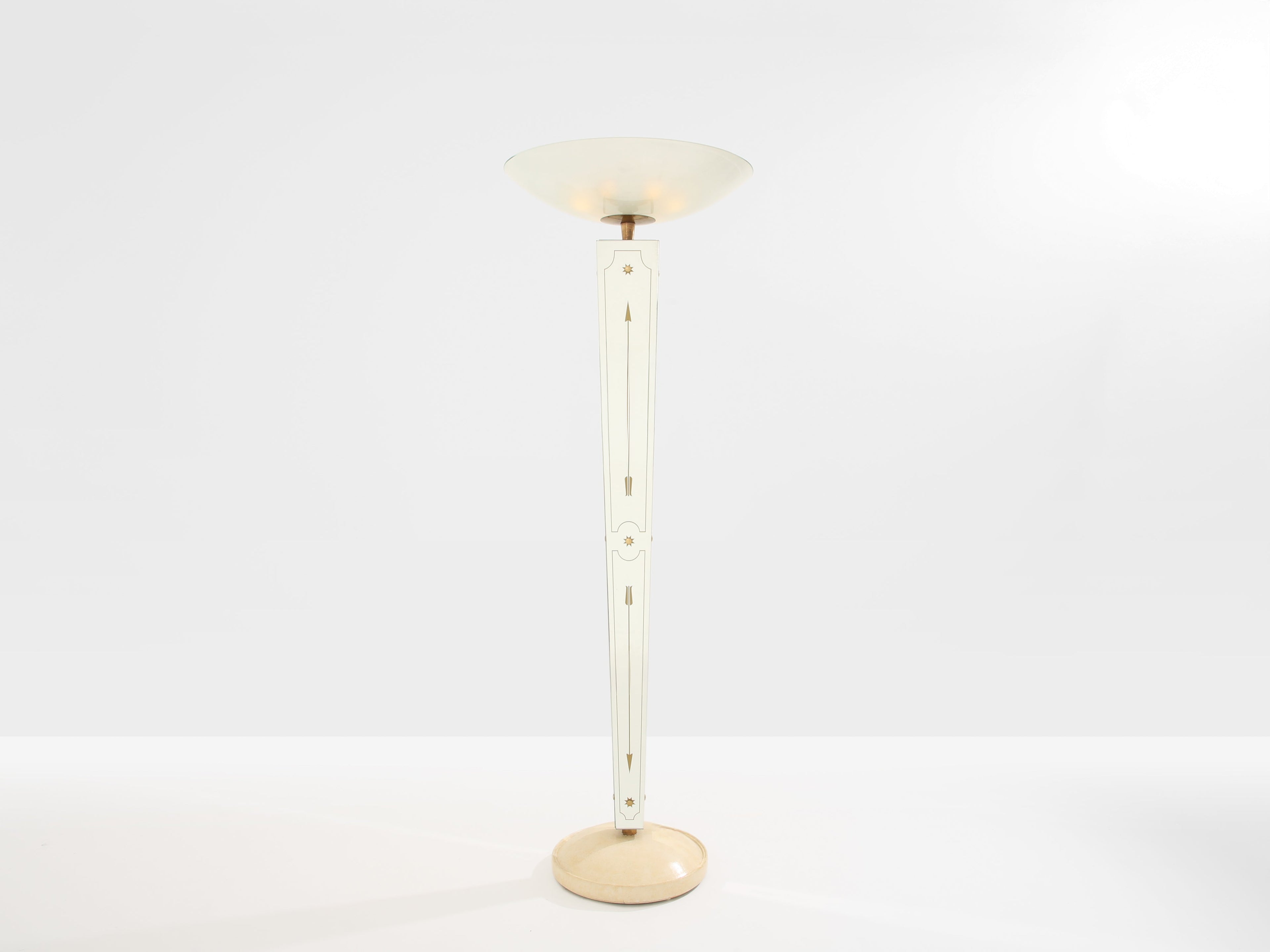 Emilio Lancia mirrored painted wood brass floor lamp 1940