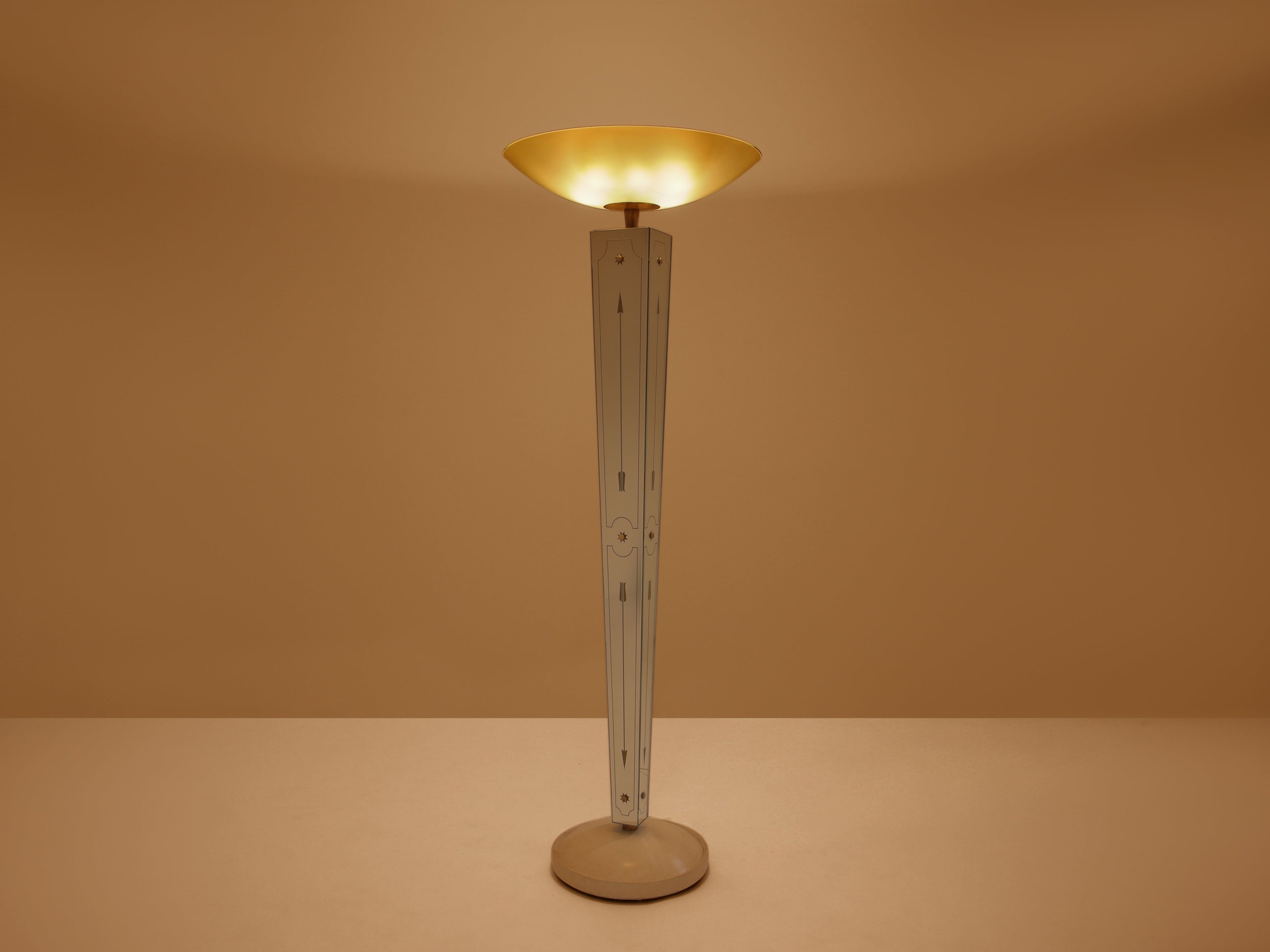 Emilio Lancia mirrored painted wood brass floor lamp 1940