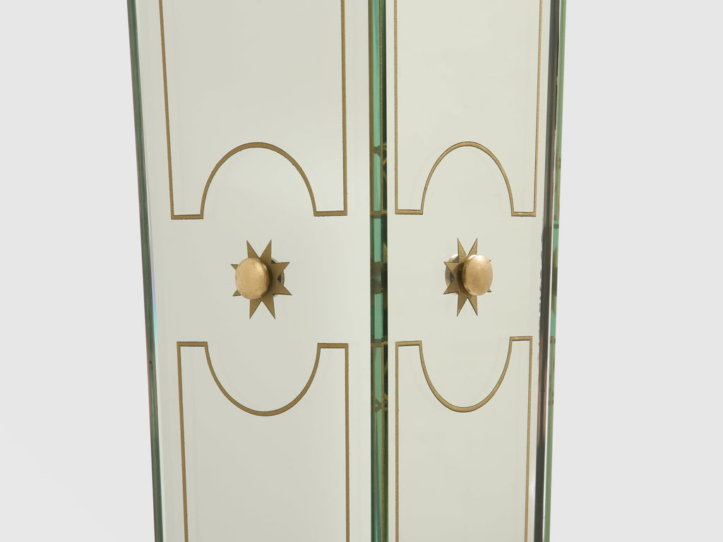 Emilio Lancia mirrored painted wood brass floor lamp 1940