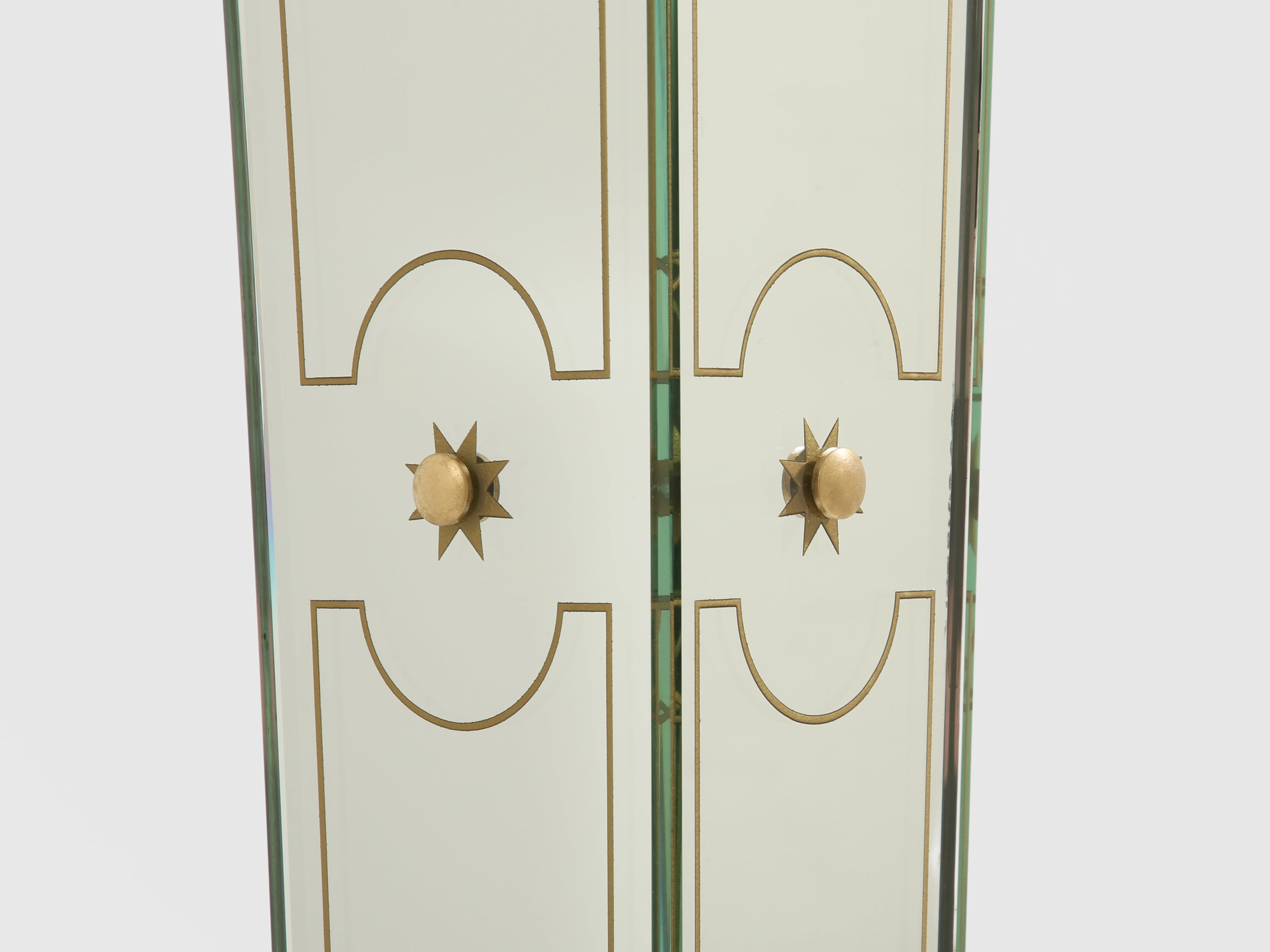 Emilio Lancia mirrored painted wood brass floor lamp 1940