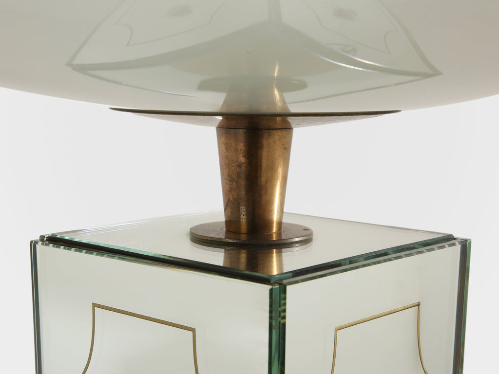Emilio Lancia mirrored painted wood brass floor lamp 1940
