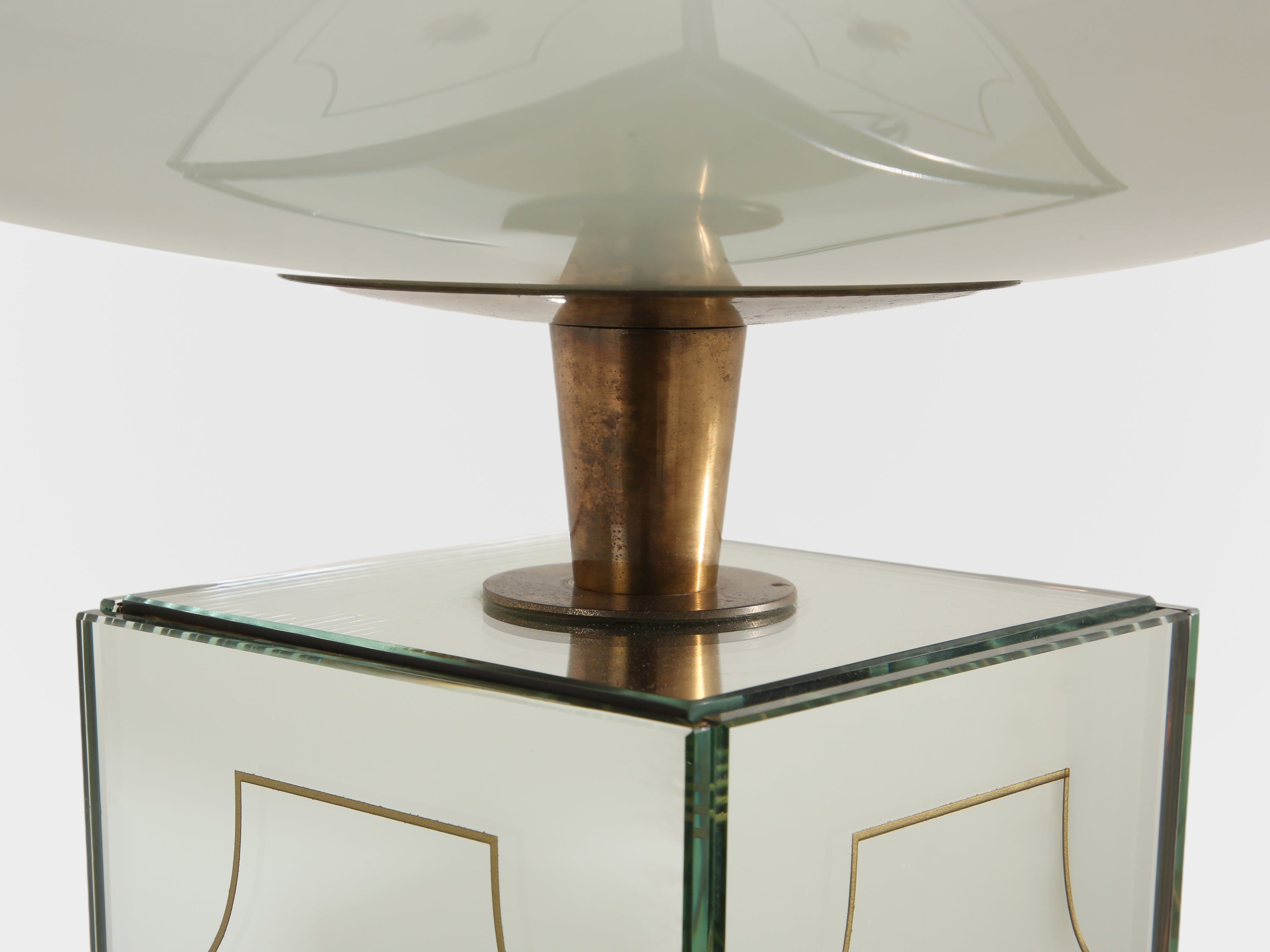Emilio Lancia mirrored painted wood brass floor lamp 1940