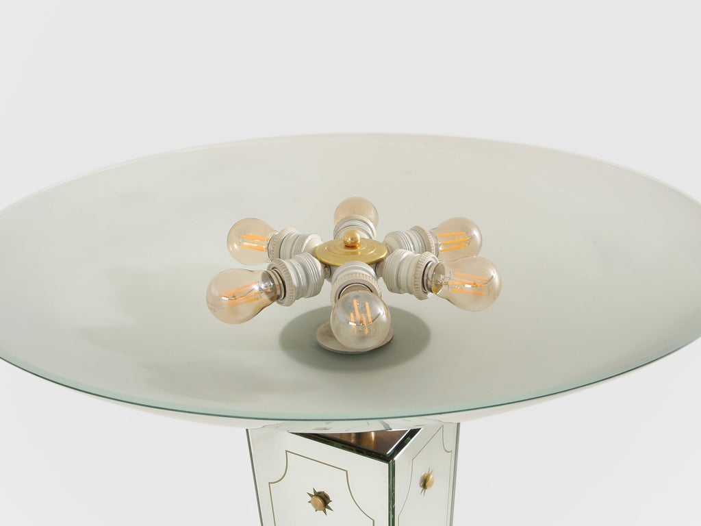 Emilio Lancia mirrored painted wood brass floor lamp 1940