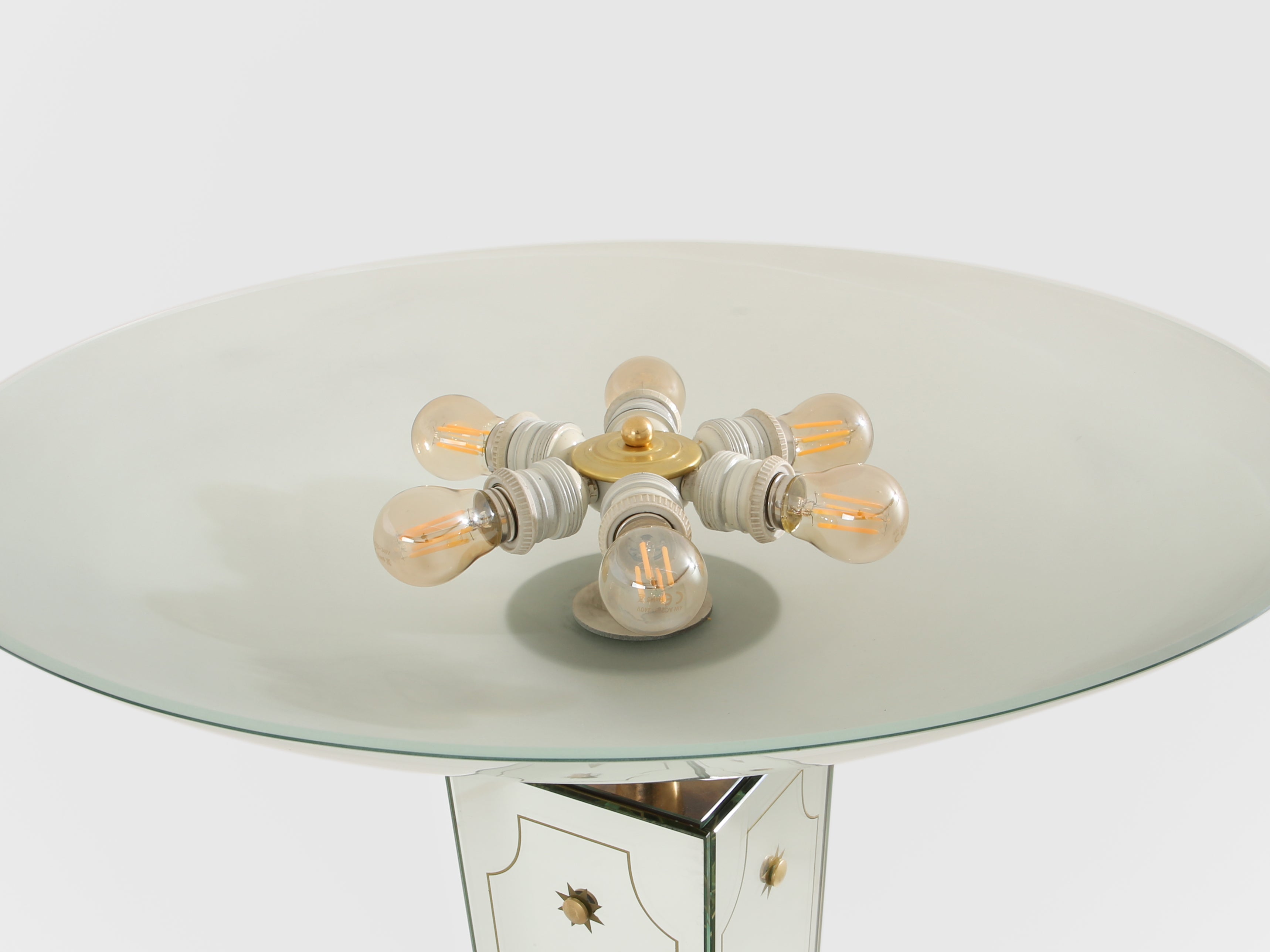 Emilio Lancia mirrored painted wood brass floor lamp 1940