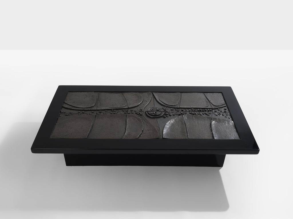 Belgian brutalist ceramic lacquer coffee table Erik Deforce 1977