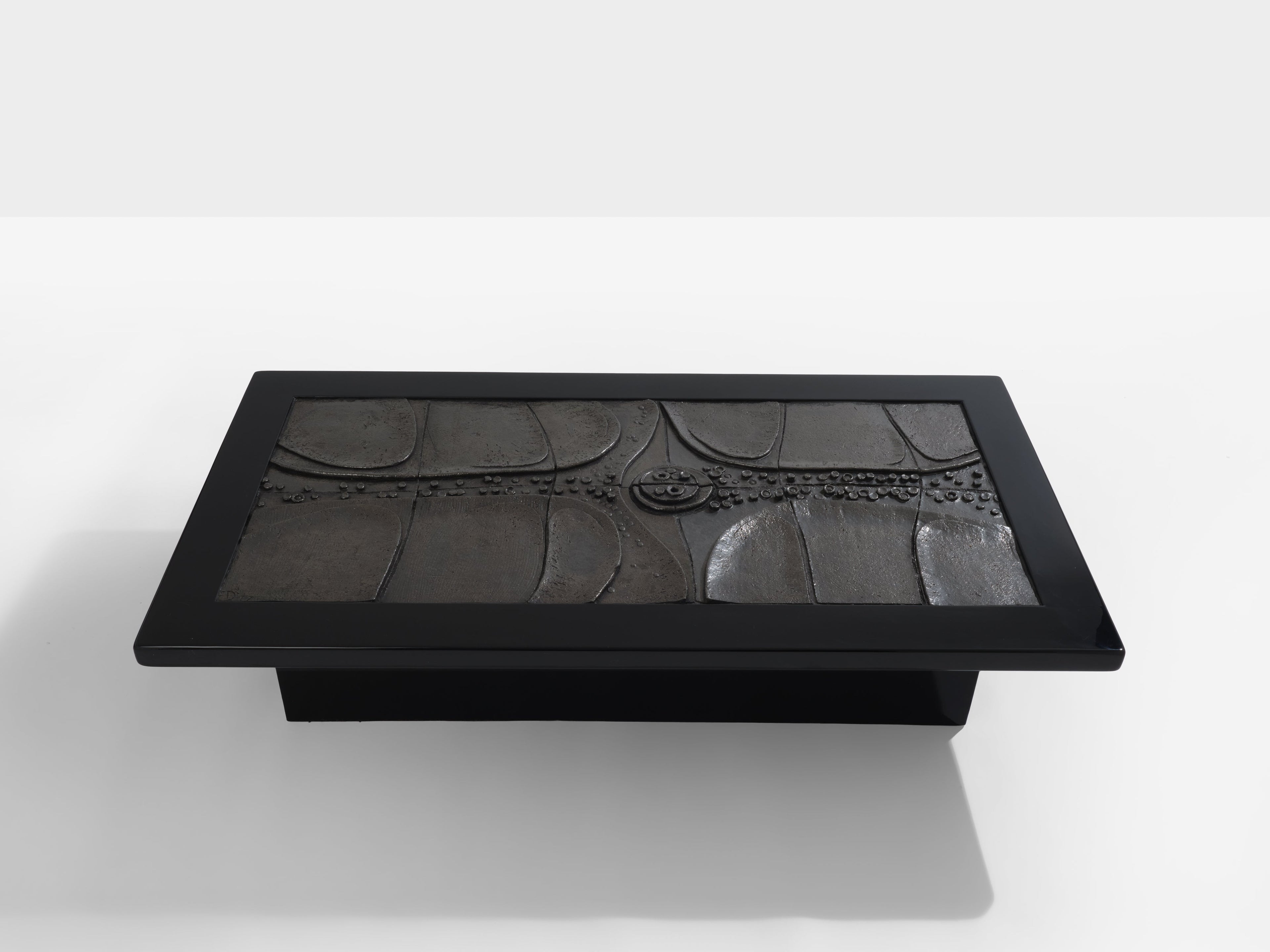 Belgian brutalist ceramic lacquer coffee table Erik Deforce 1977