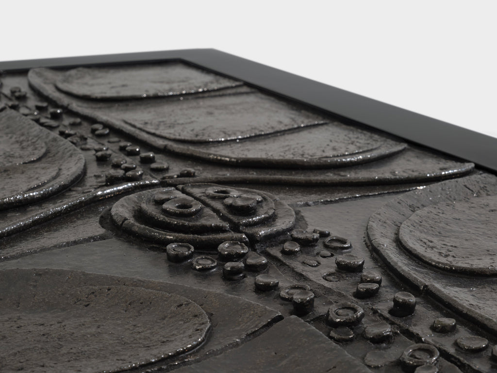 Belgian brutalist ceramic lacquer coffee table Erik Deforce 1977