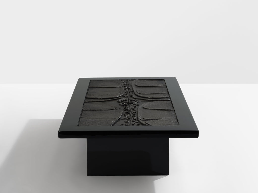 Belgian brutalist ceramic lacquer coffee table Erik Deforce 1977