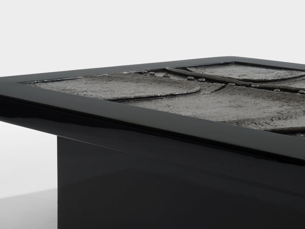 Belgian brutalist ceramic lacquer coffee table Erik Deforce 1977