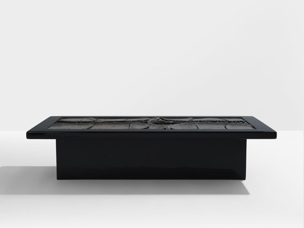 Belgian brutalist ceramic lacquer coffee table Erik Deforce 1977
