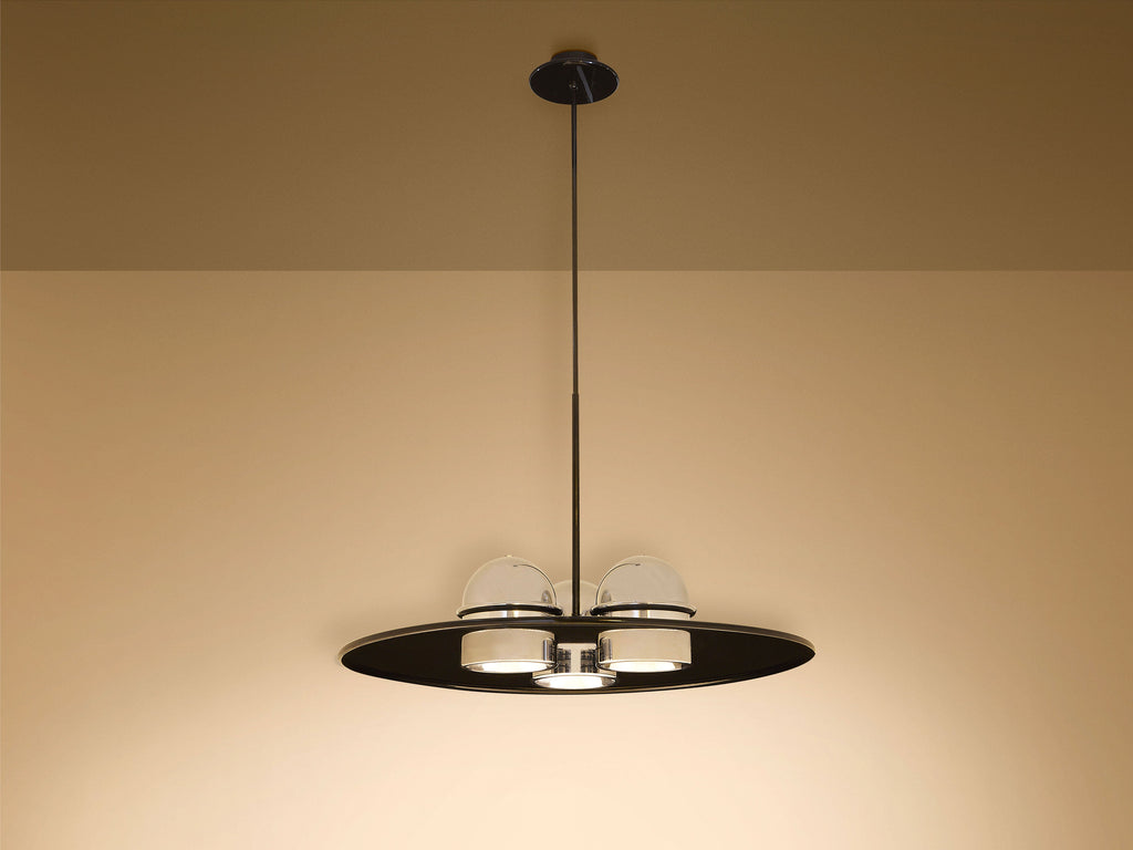 Ettore Sottsass for Stilnovo painted and chromed metal chandelier 1970