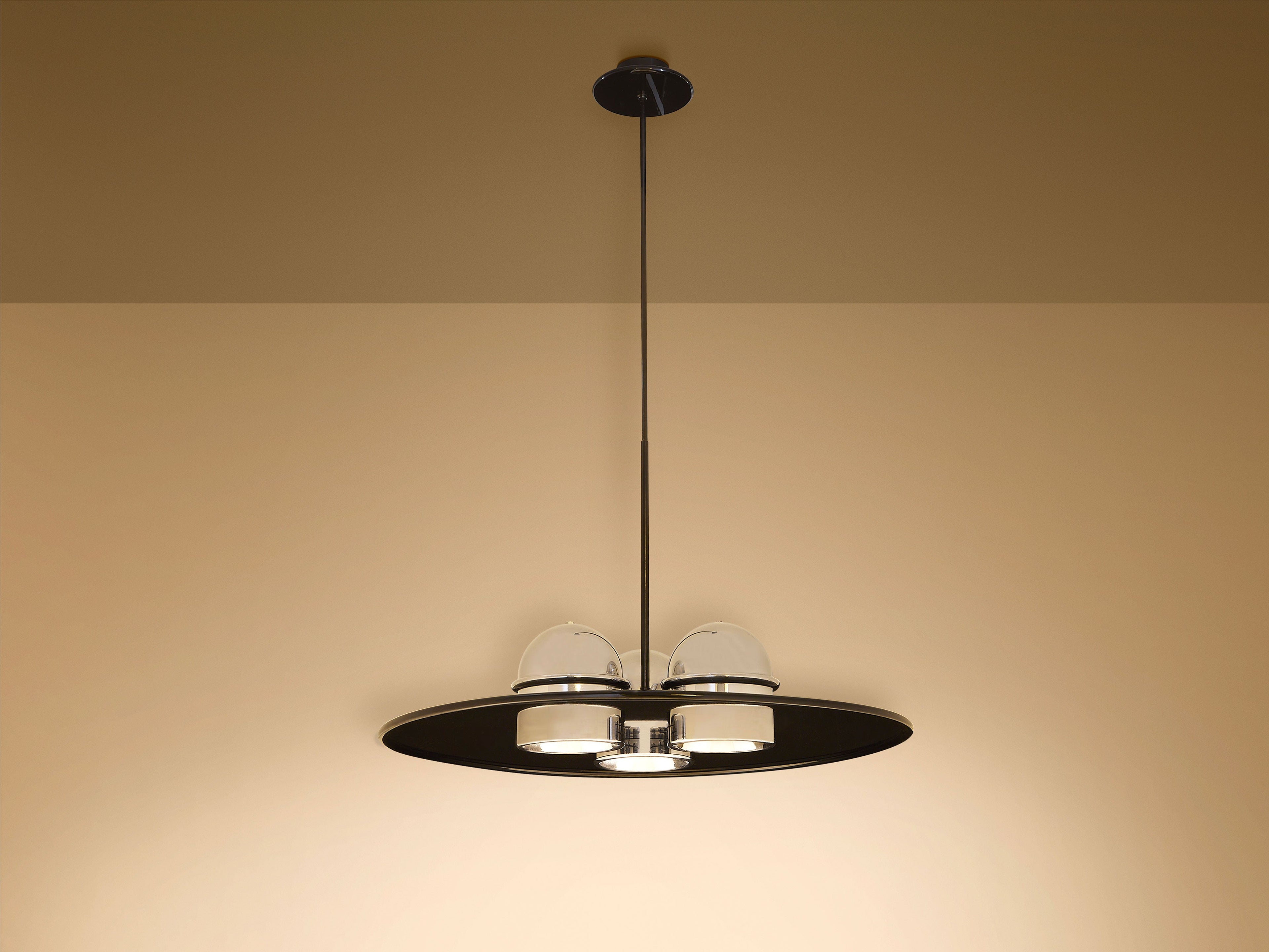 Ettore Sottsass for Stilnovo painted and chromed metal chandelier 1970