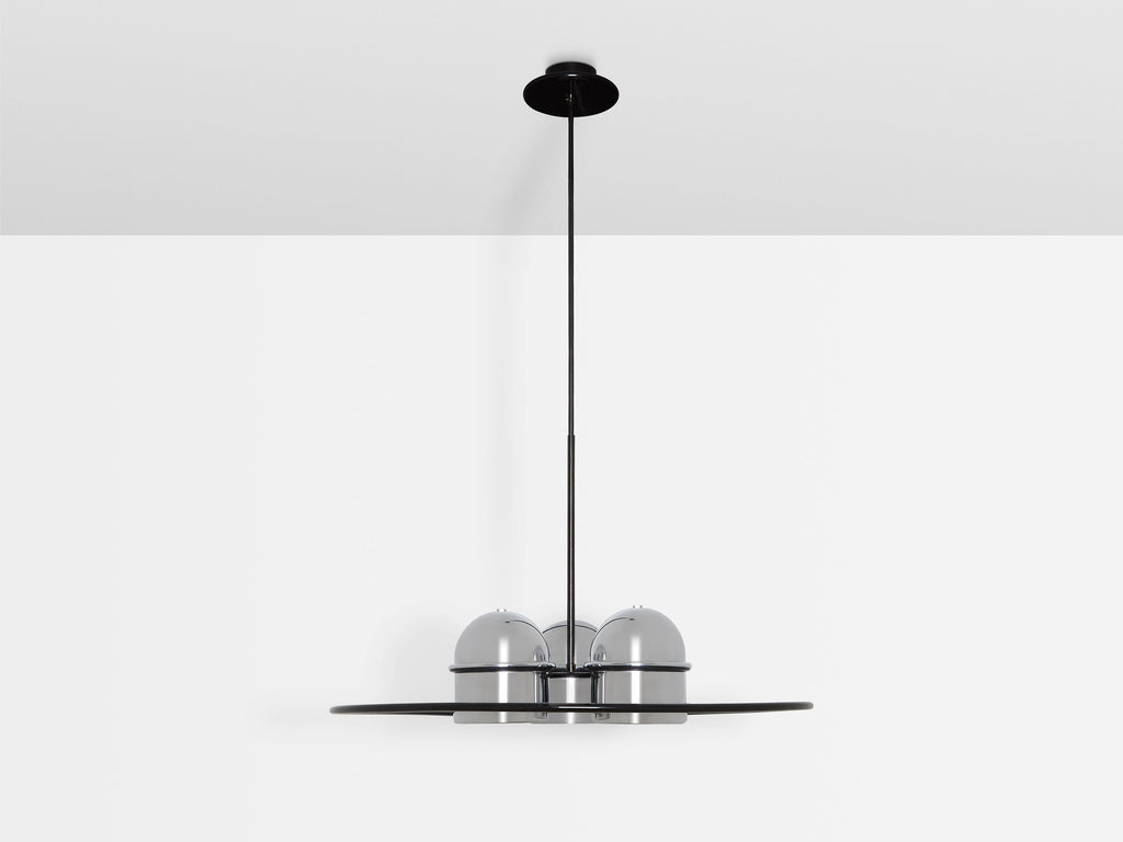 Ettore Sottsass for Stilnovo painted and chromed metal chandelier 1970