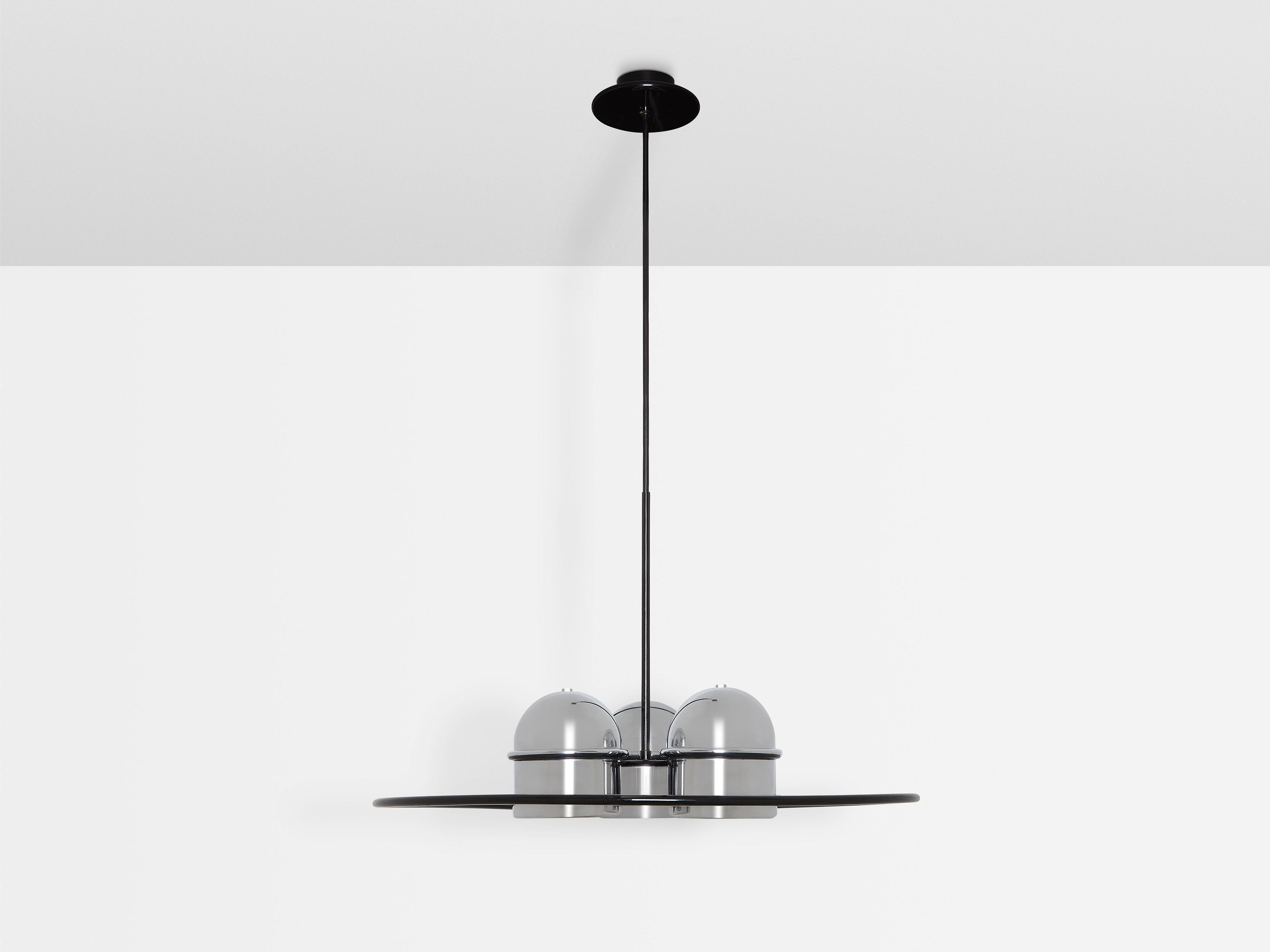 Ettore Sottsass for Stilnovo painted and chromed metal chandelier 1970