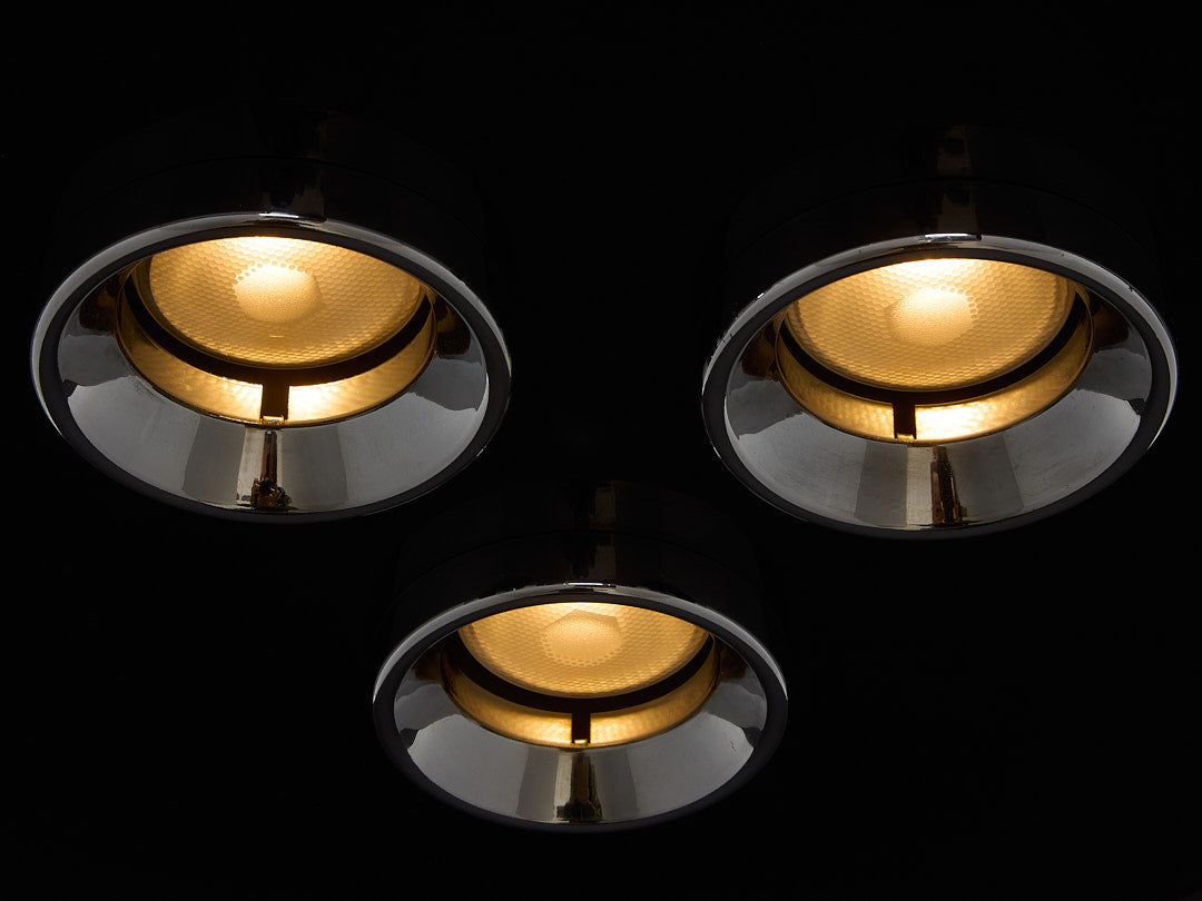 Ettore Sottsass for Stilnovo painted and chromed metal chandelier 1970