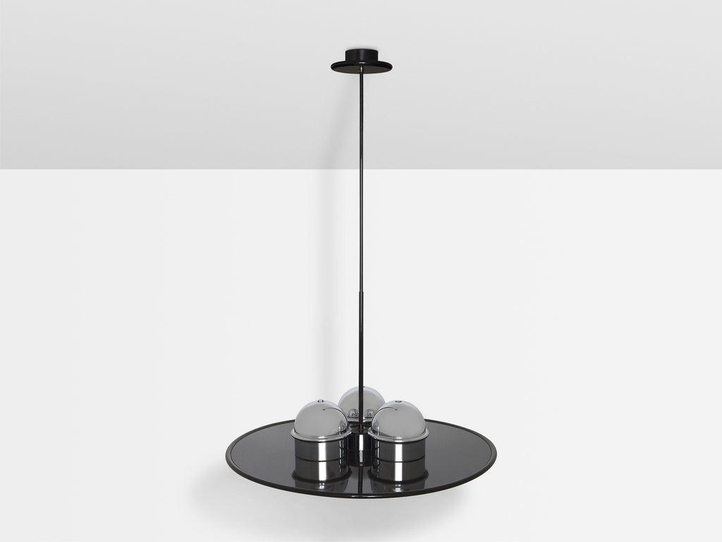 Ettore Sottsass for Stilnovo painted and chromed metal chandelier 1970