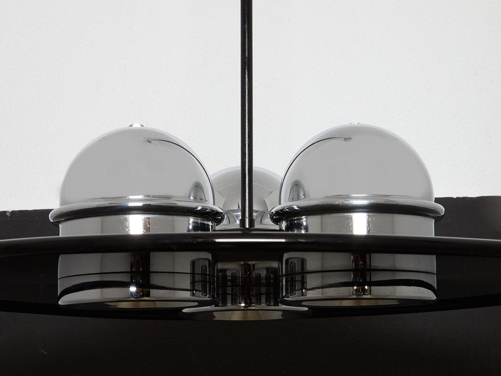 Ettore Sottsass for Stilnovo painted and chromed metal chandelier 1970
