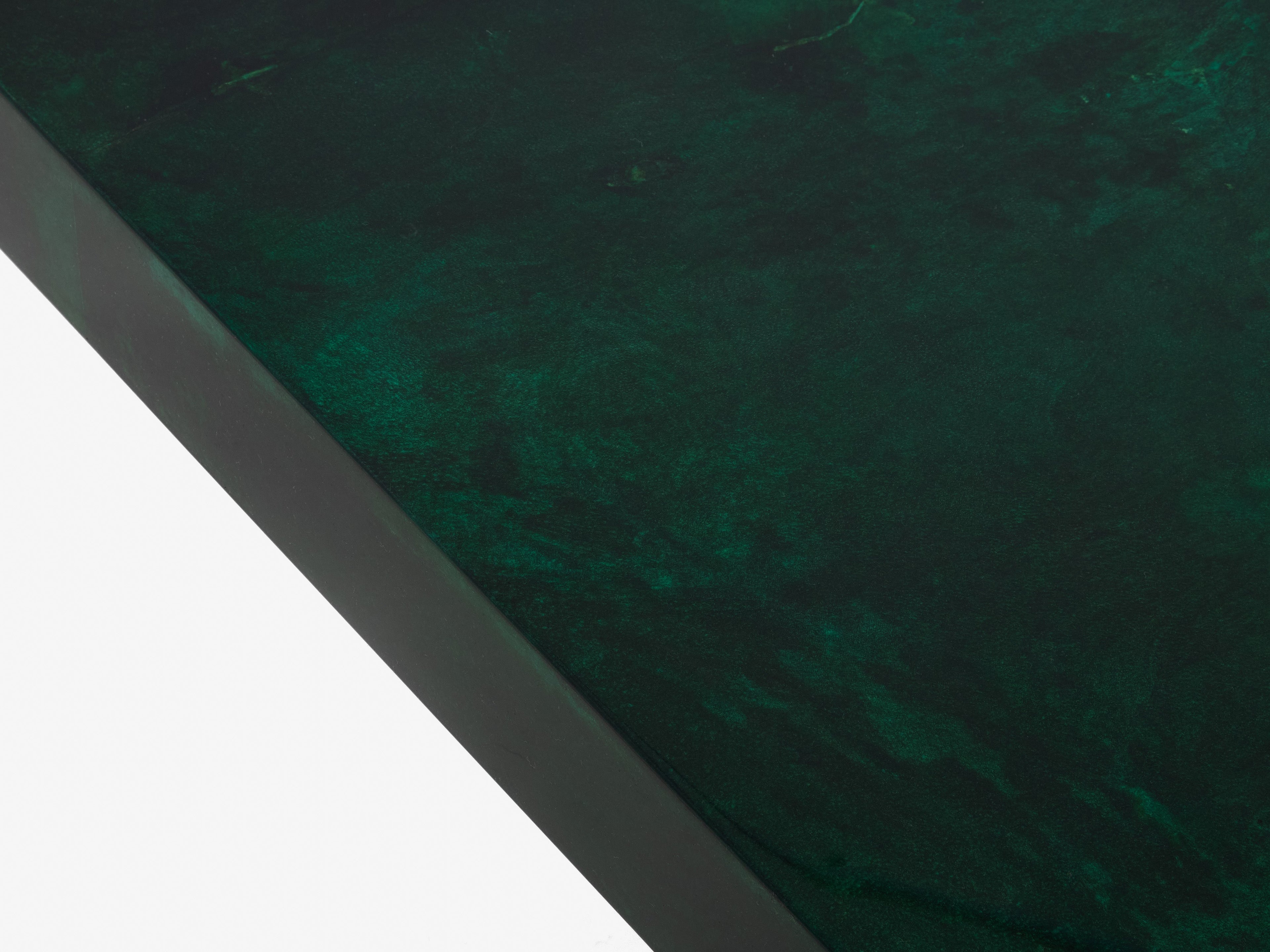 Forest green goatskin parchment coffee table by Aldo Tura 1960s