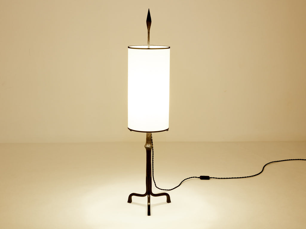Francis Dewaele & Les Artisans de Marolles wrought iron lamp 1955