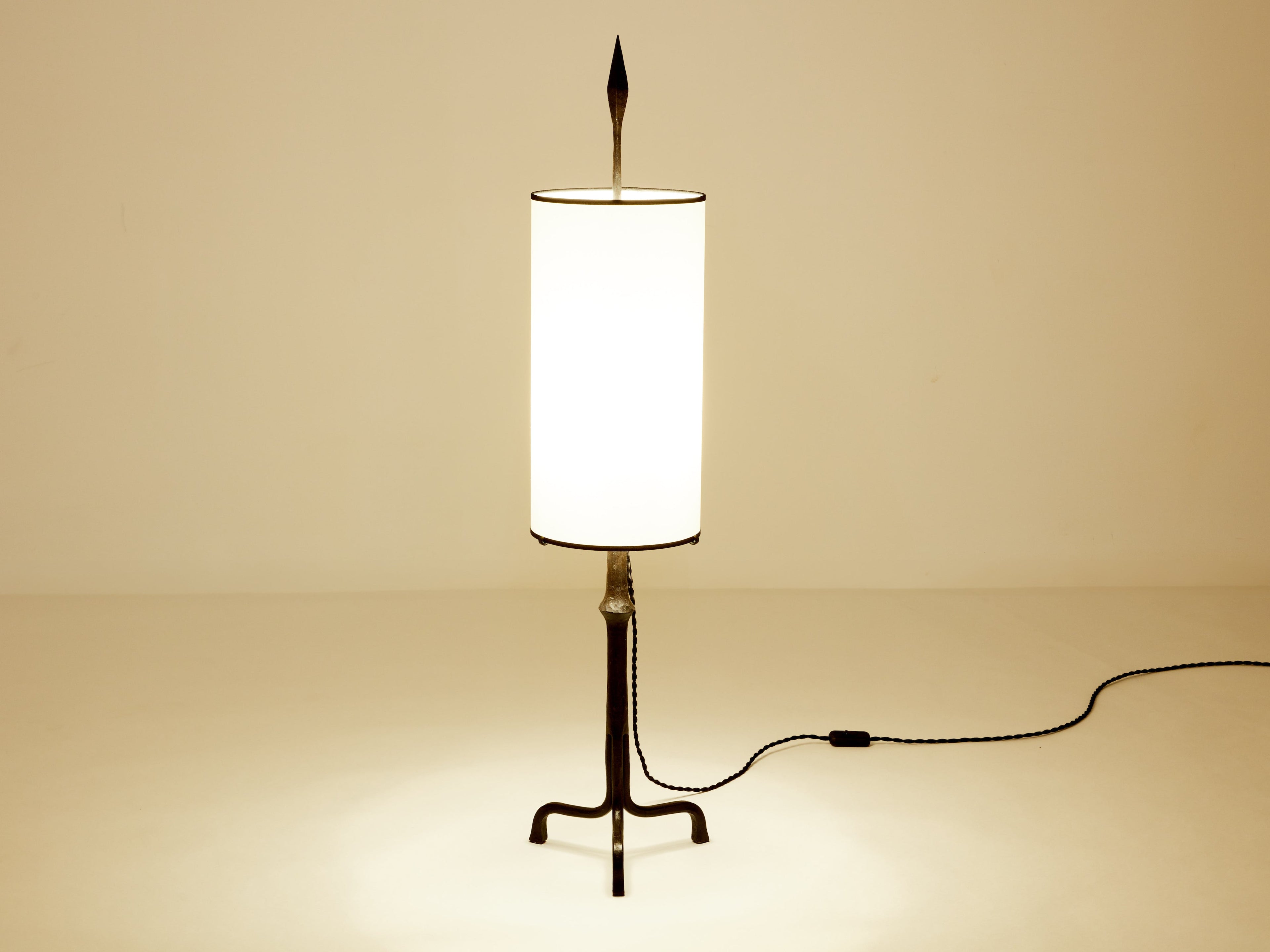 Francis Dewaele & Les Artisans de Marolles wrought iron lamp 1955