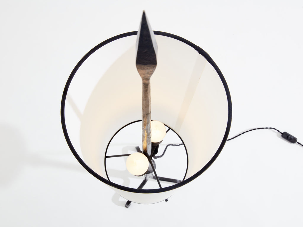 Francis Dewaele & Les Artisans de Marolles wrought iron lamp 1955