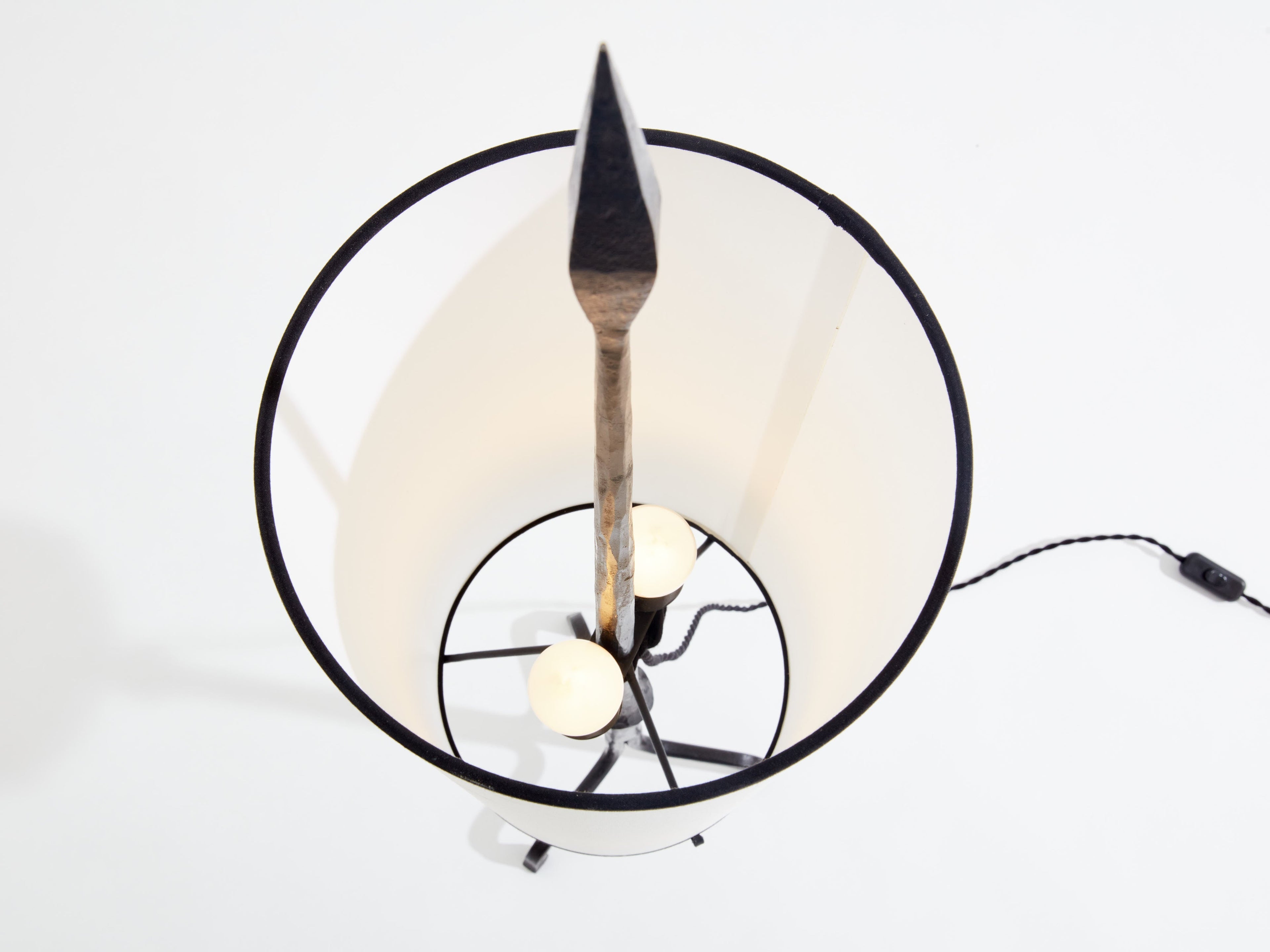Francis Dewaele & Les Artisans de Marolles wrought iron lamp 1955