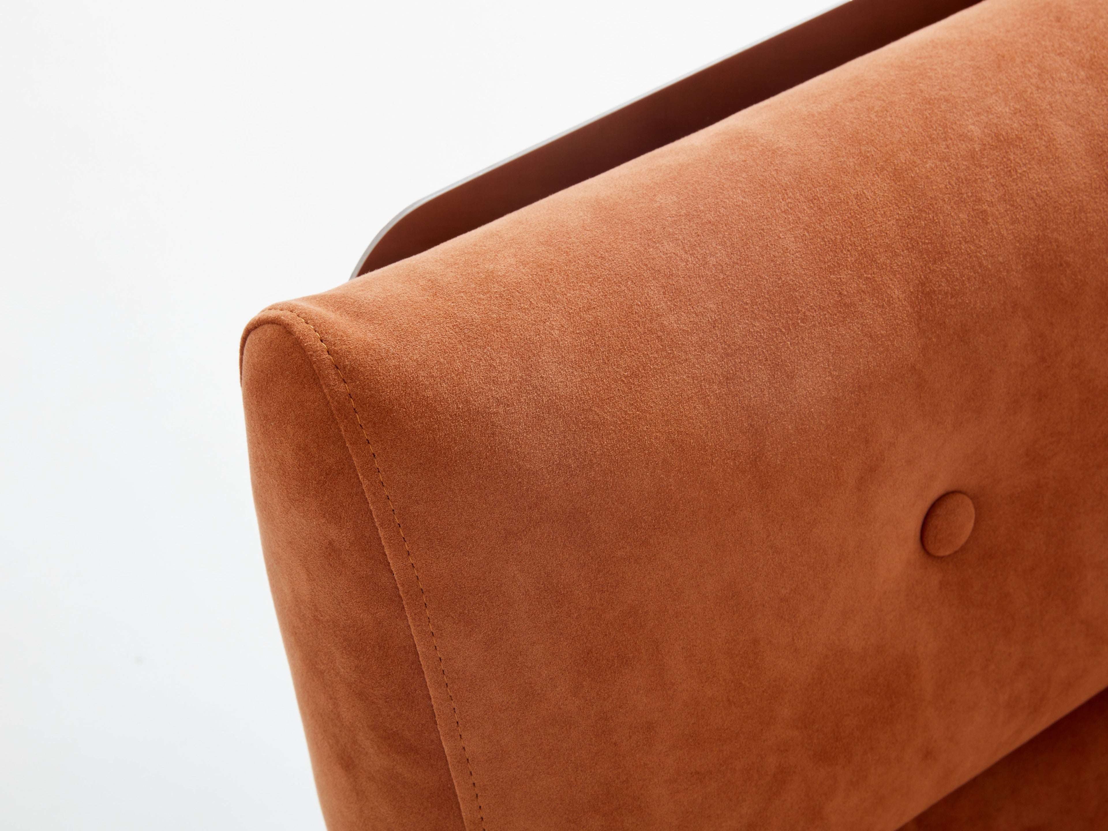 François Monnet for Kappa stainless steel suede armchairs 1970
