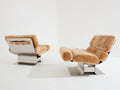 François Monnet for Kappa steel mohair velvet armchairs 1970