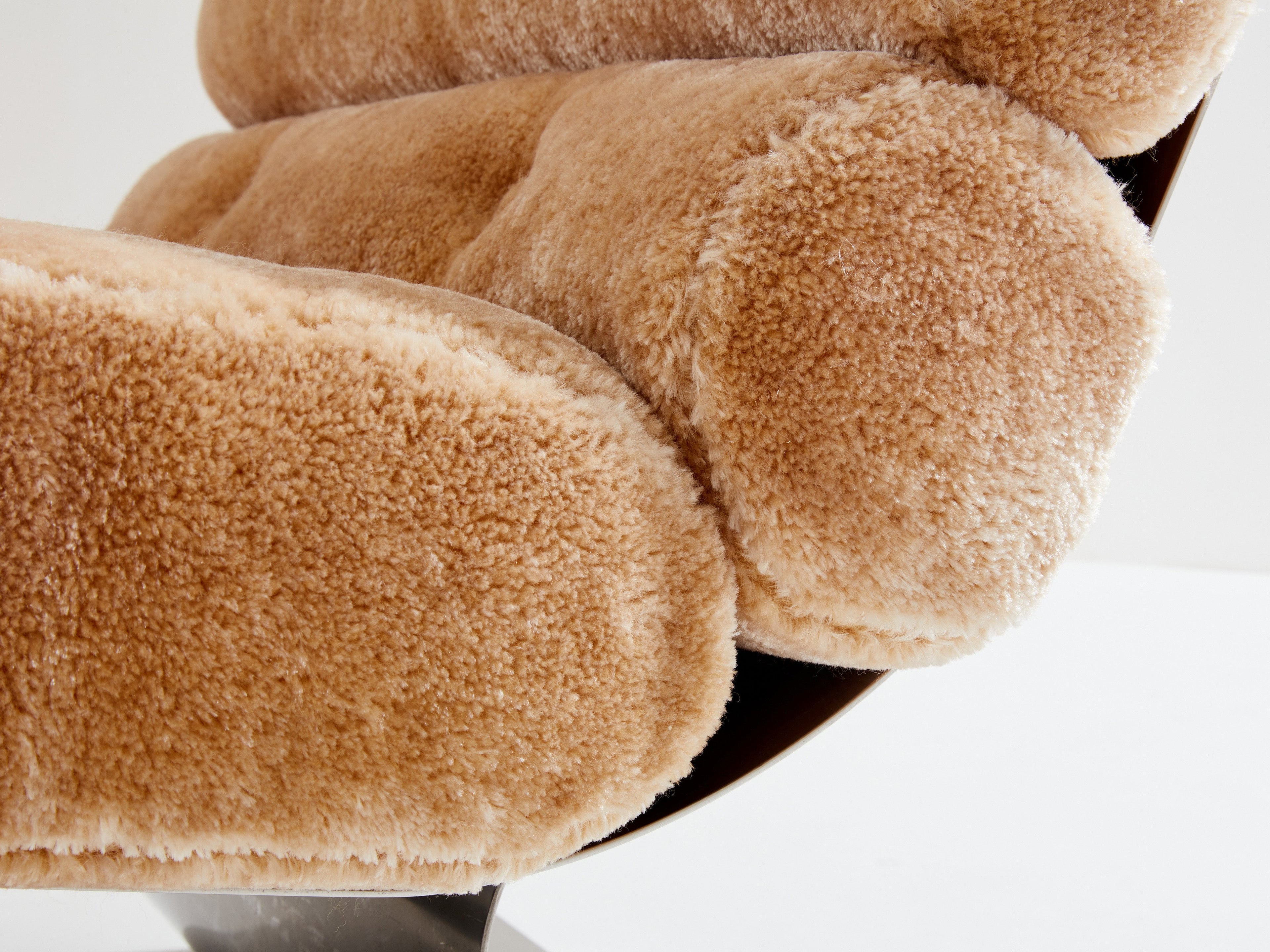 François Monnet for Kappa steel mohair velvet armchairs 1970