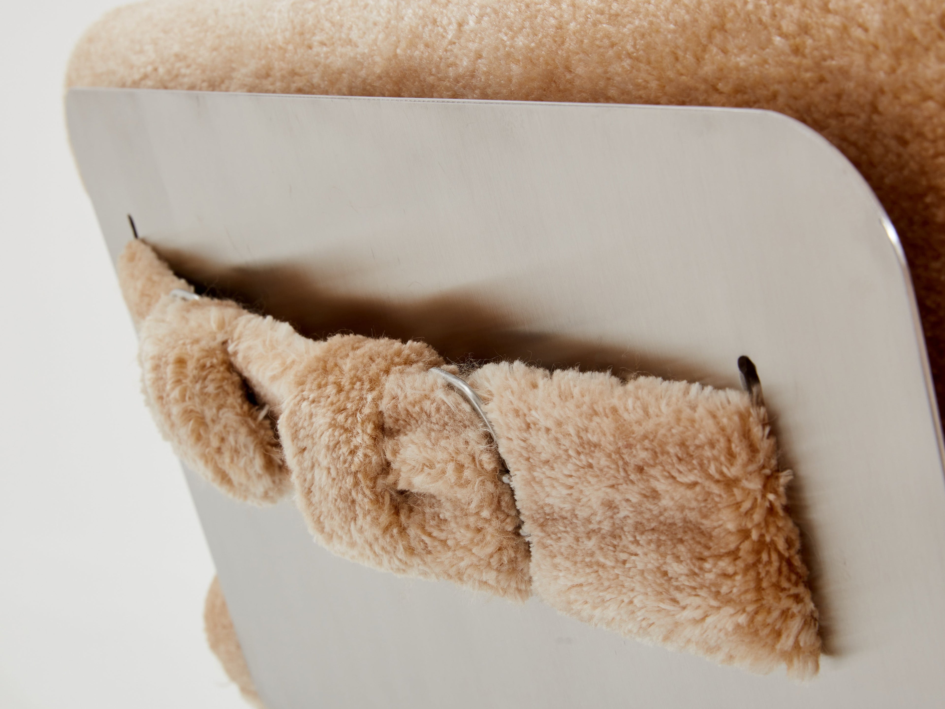 François Monnet for Kappa steel mohair velvet armchairs 1970