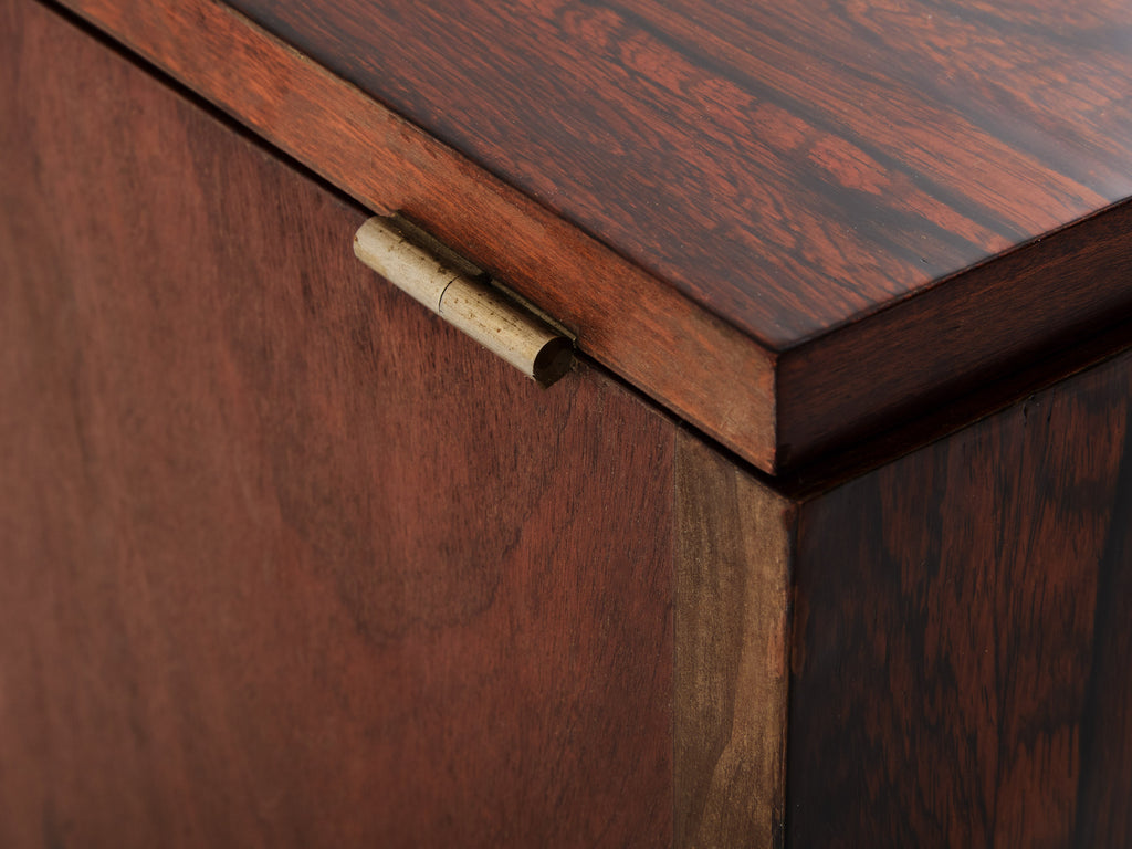 French Art Deco rosewood and brass sewing cabinet 1940
