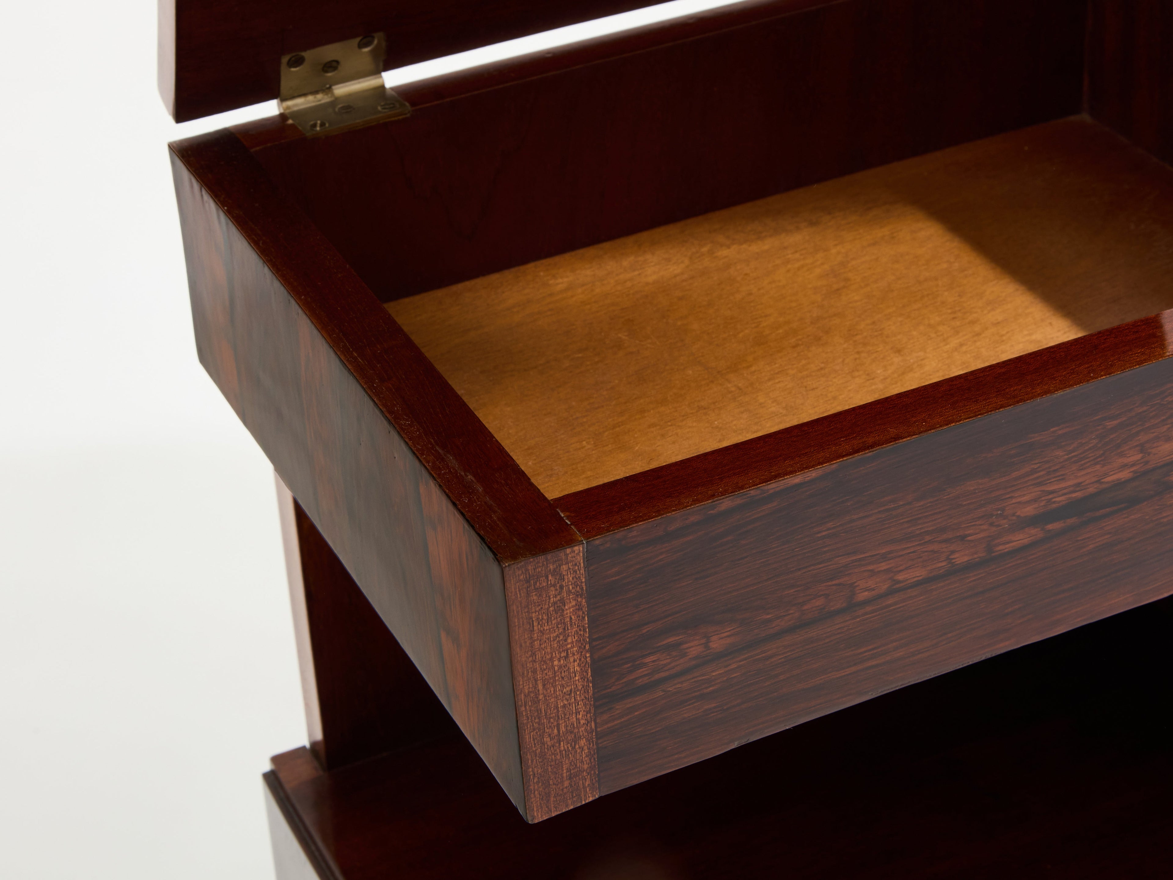 French Art Deco rosewood and brass sewing cabinet 1940