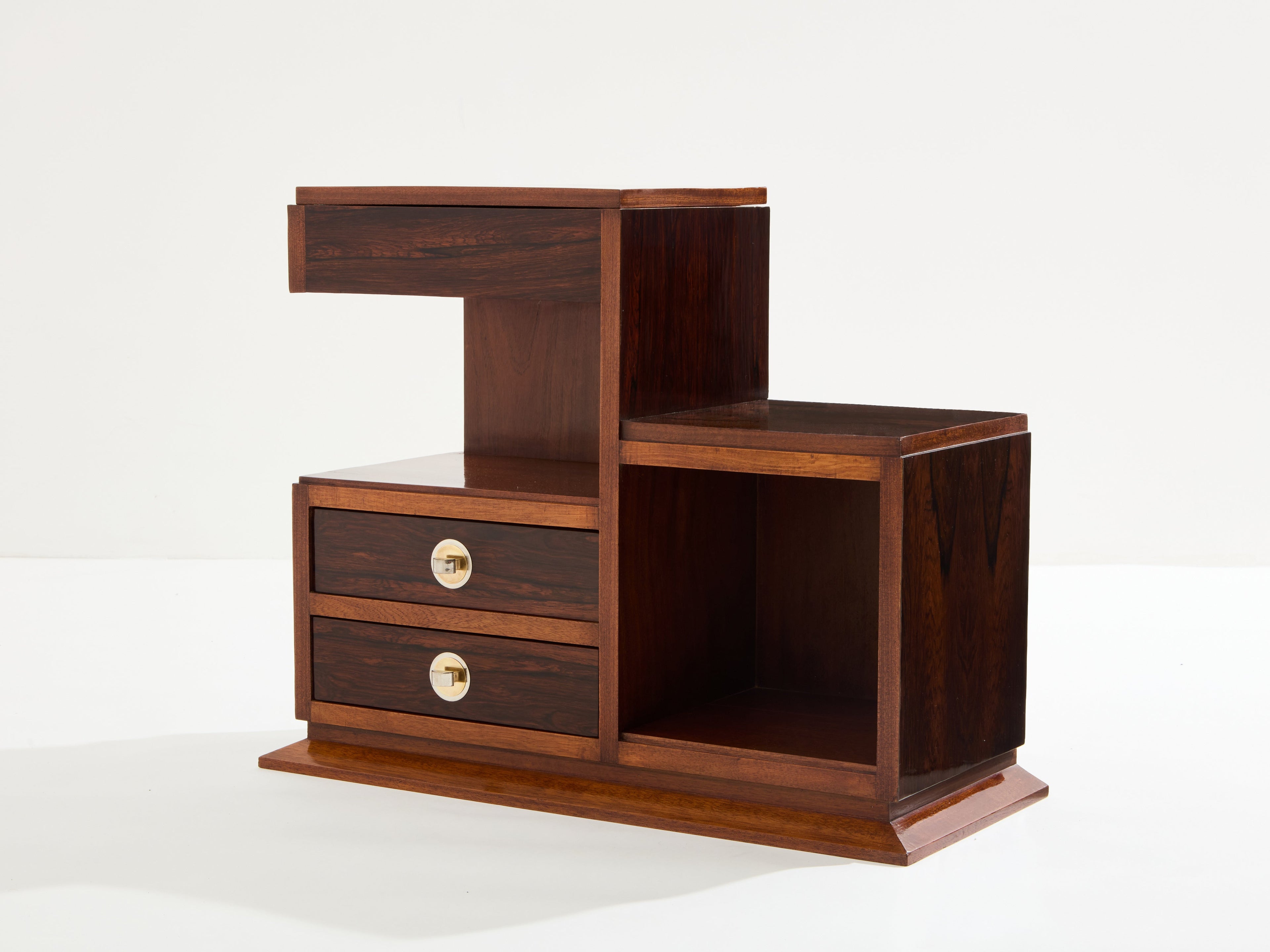 French Art Deco rosewood and brass sewing cabinet 1940