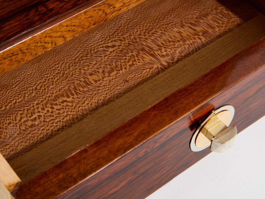 French Art Deco rosewood and brass sewing cabinet 1940