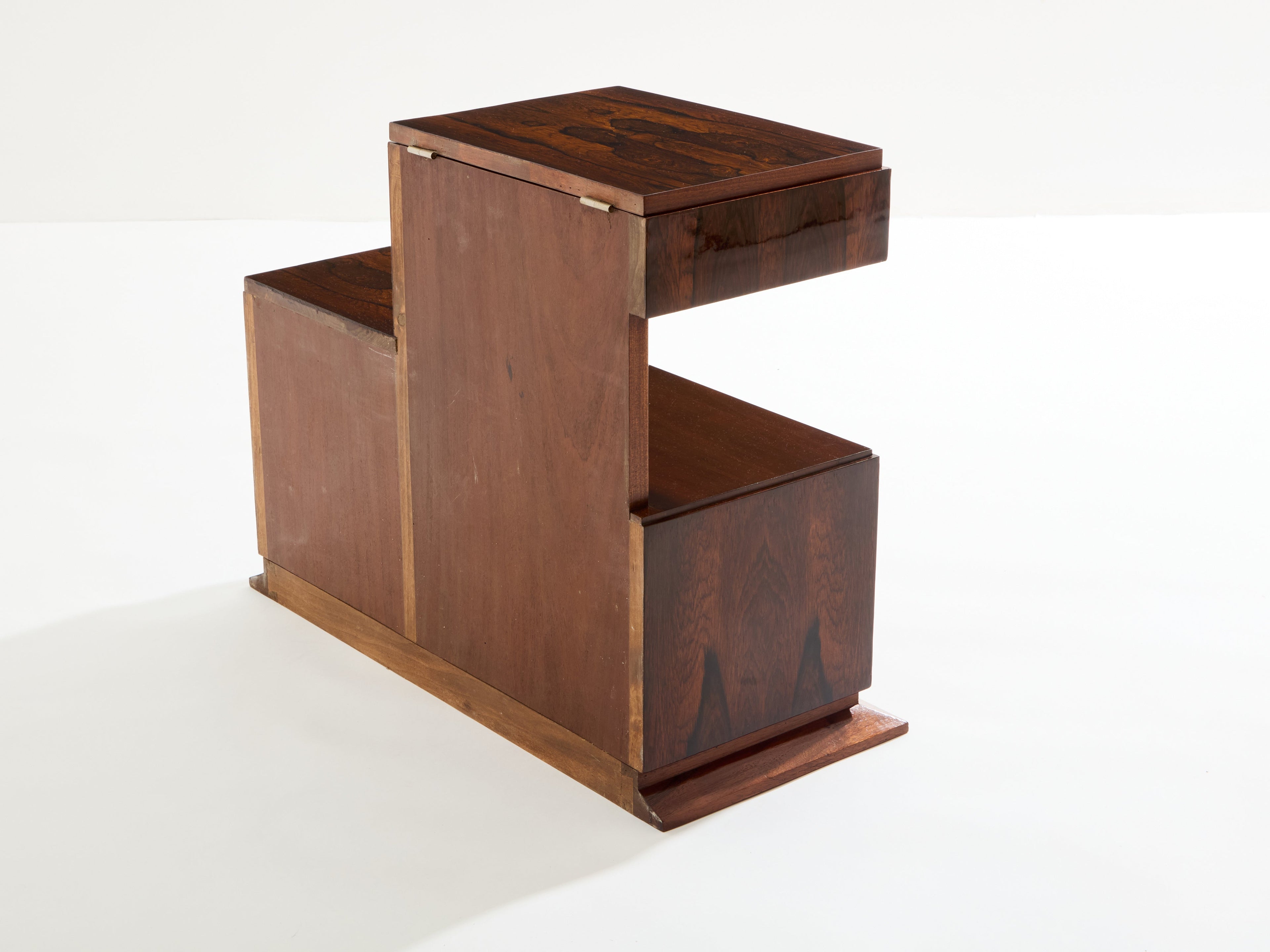 French Art Deco rosewood and brass sewing cabinet 1940