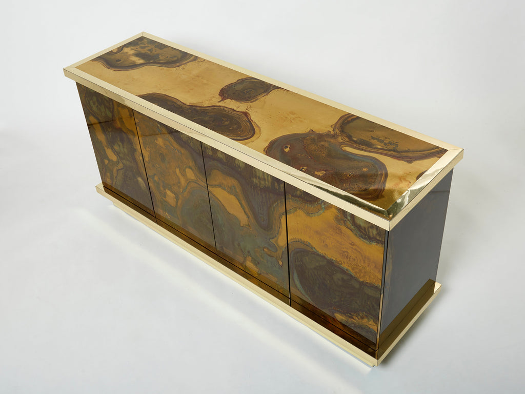 French Isabelle and Richard Faure oxidized brass sideboard 1970s