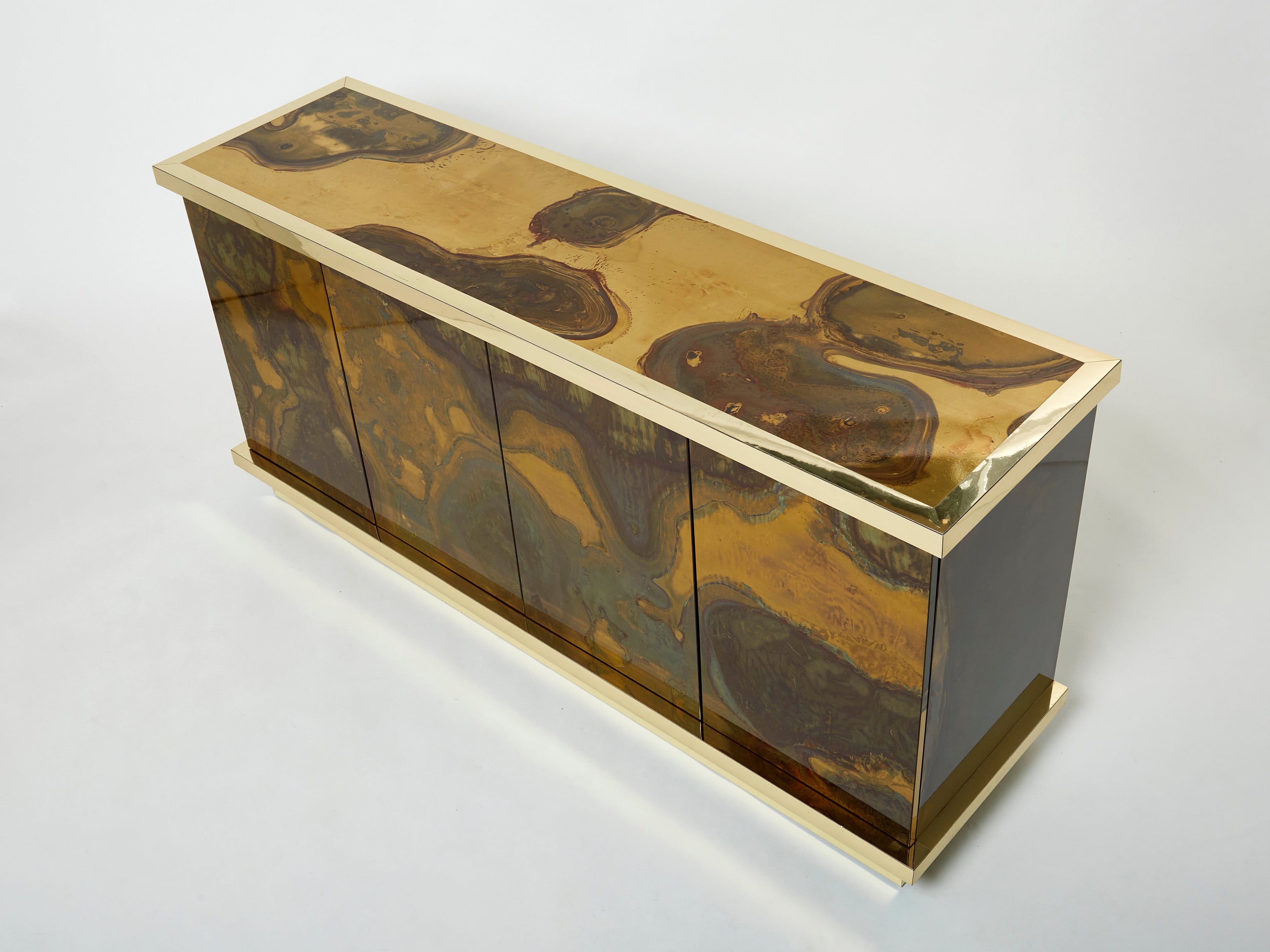 French Isabelle and Richard Faure oxidized brass sideboard 1970s