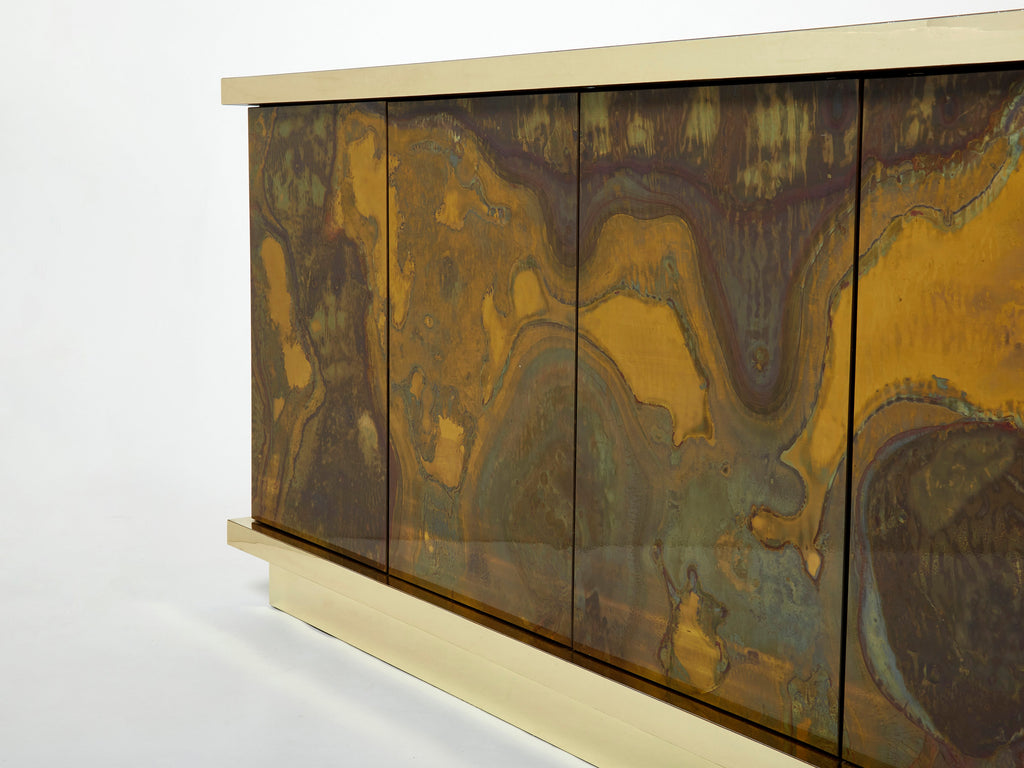 French Isabelle and Richard Faure oxidized brass sideboard 1970s