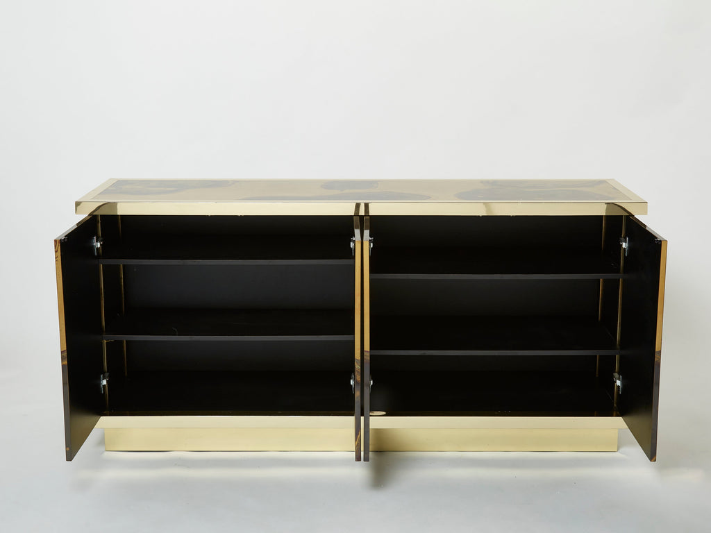 French Isabelle and Richard Faure oxidized brass sideboard 1970s